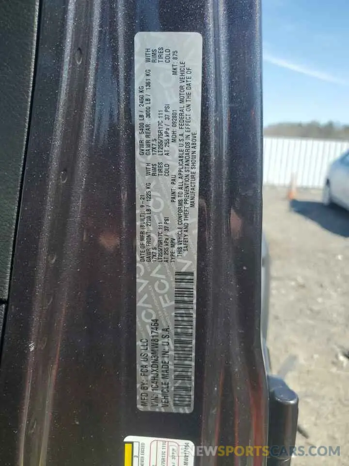 12 Photograph of a damaged car 1C4HJXDN3MW817464 JEEP WRANGLER 2021
