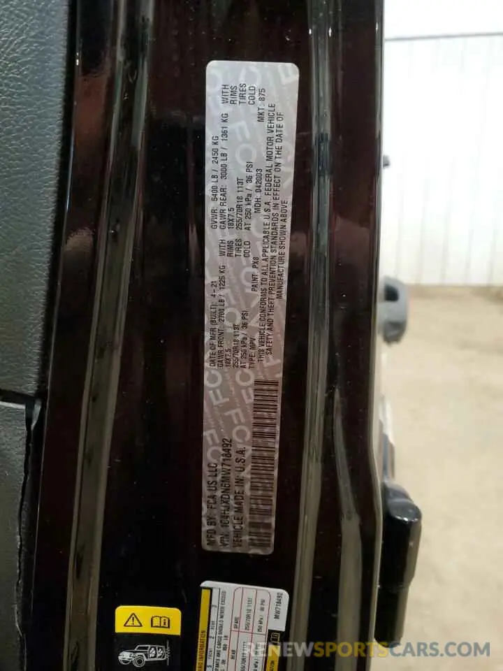 12 Photograph of a damaged car 1C4HJXDN6MW718492 JEEP WRANGLER 2021