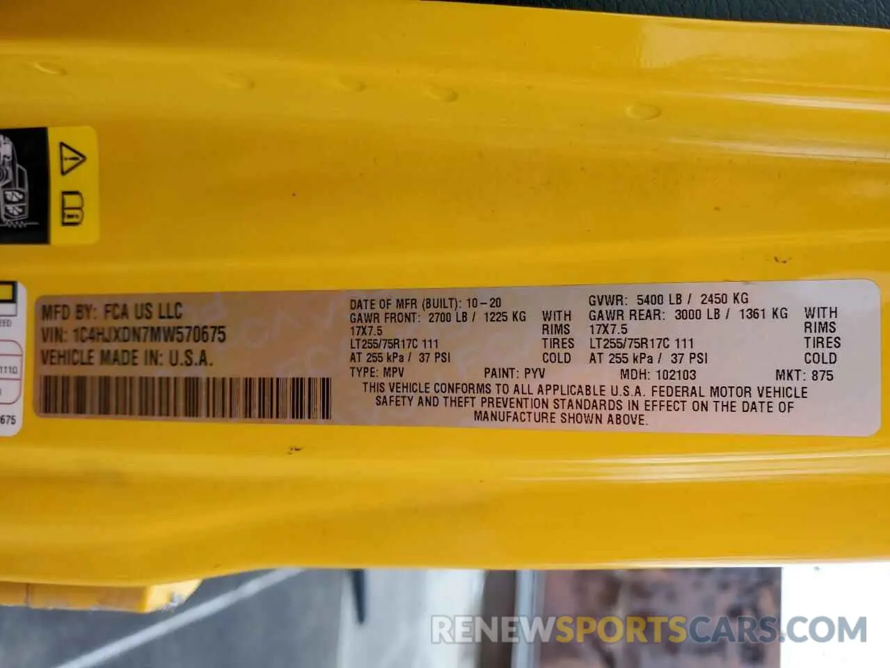 14 Photograph of a damaged car 1C4HJXDN7MW570675 JEEP WRANGLER 2021