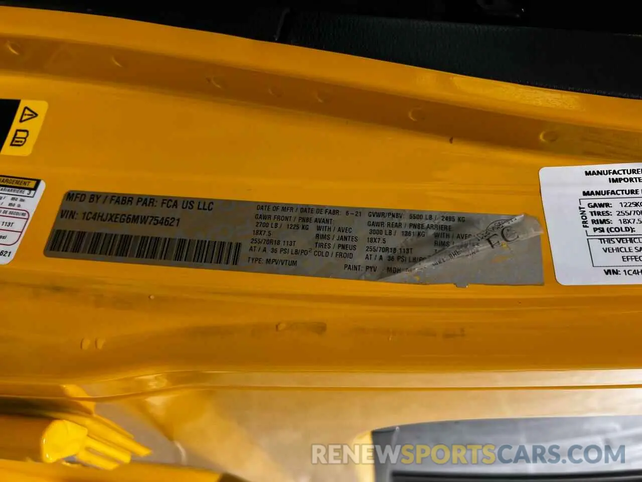 10 Photograph of a damaged car 1C4HJXEG6MW754621 JEEP WRANGLER 2021