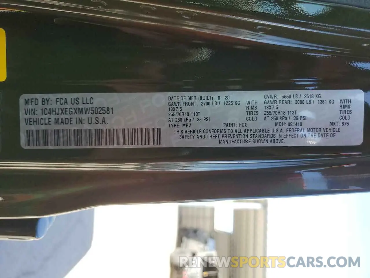 13 Photograph of a damaged car 1C4HJXEGXMW502581 JEEP WRANGLER 2021