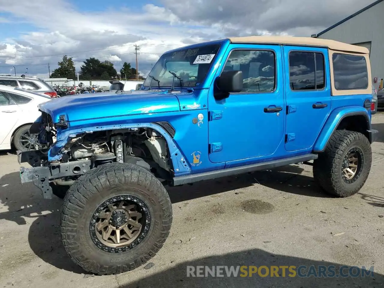 1 Photograph of a damaged car 1C4HJXEM3MW770622 JEEP WRANGLER 2021