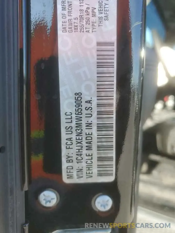 12 Photograph of a damaged car 1C4HJXEN3MW659058 JEEP WRANGLER 2021