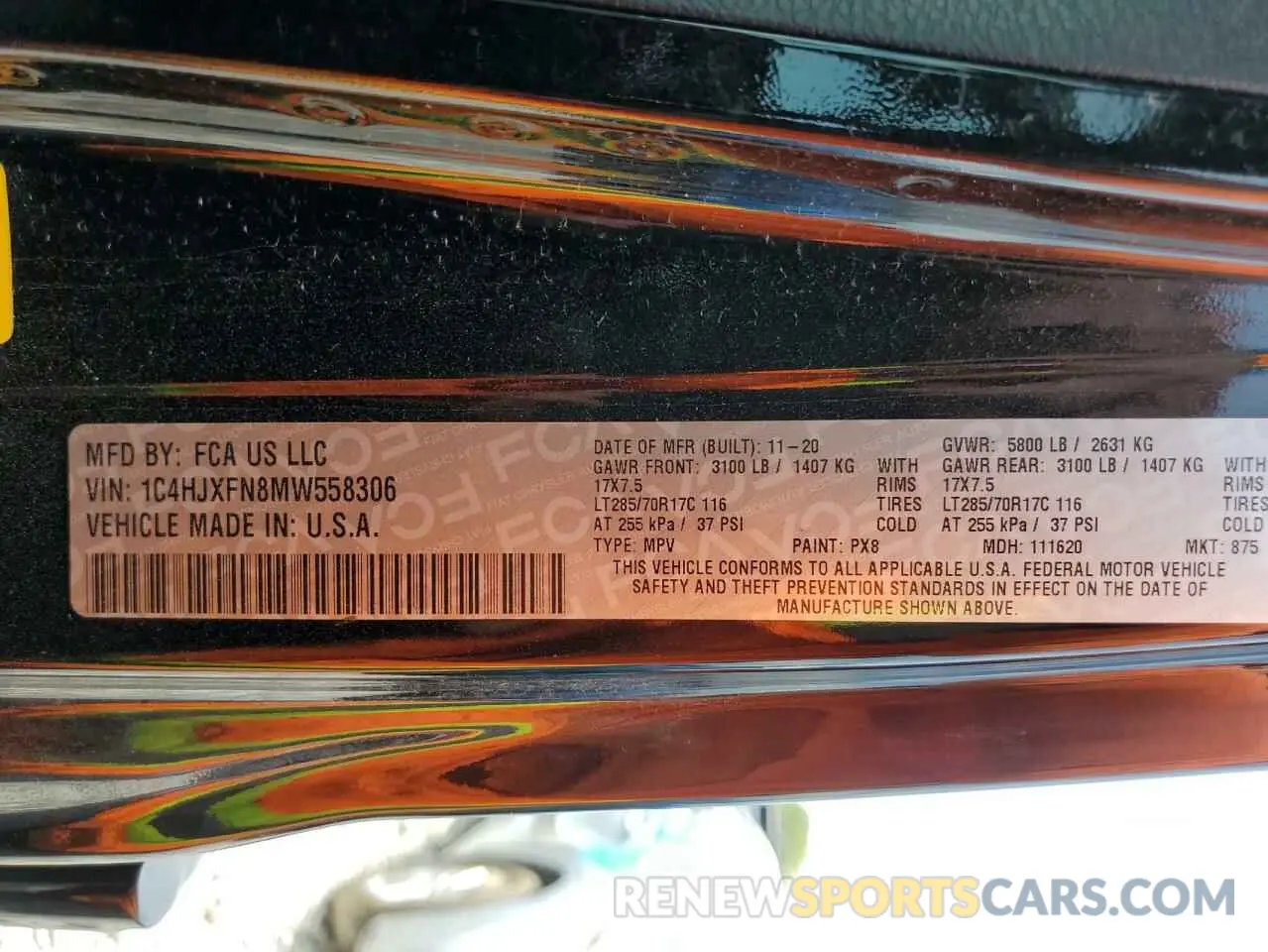 13 Photograph of a damaged car 1C4HJXFN8MW558306 JEEP WRANGLER 2021