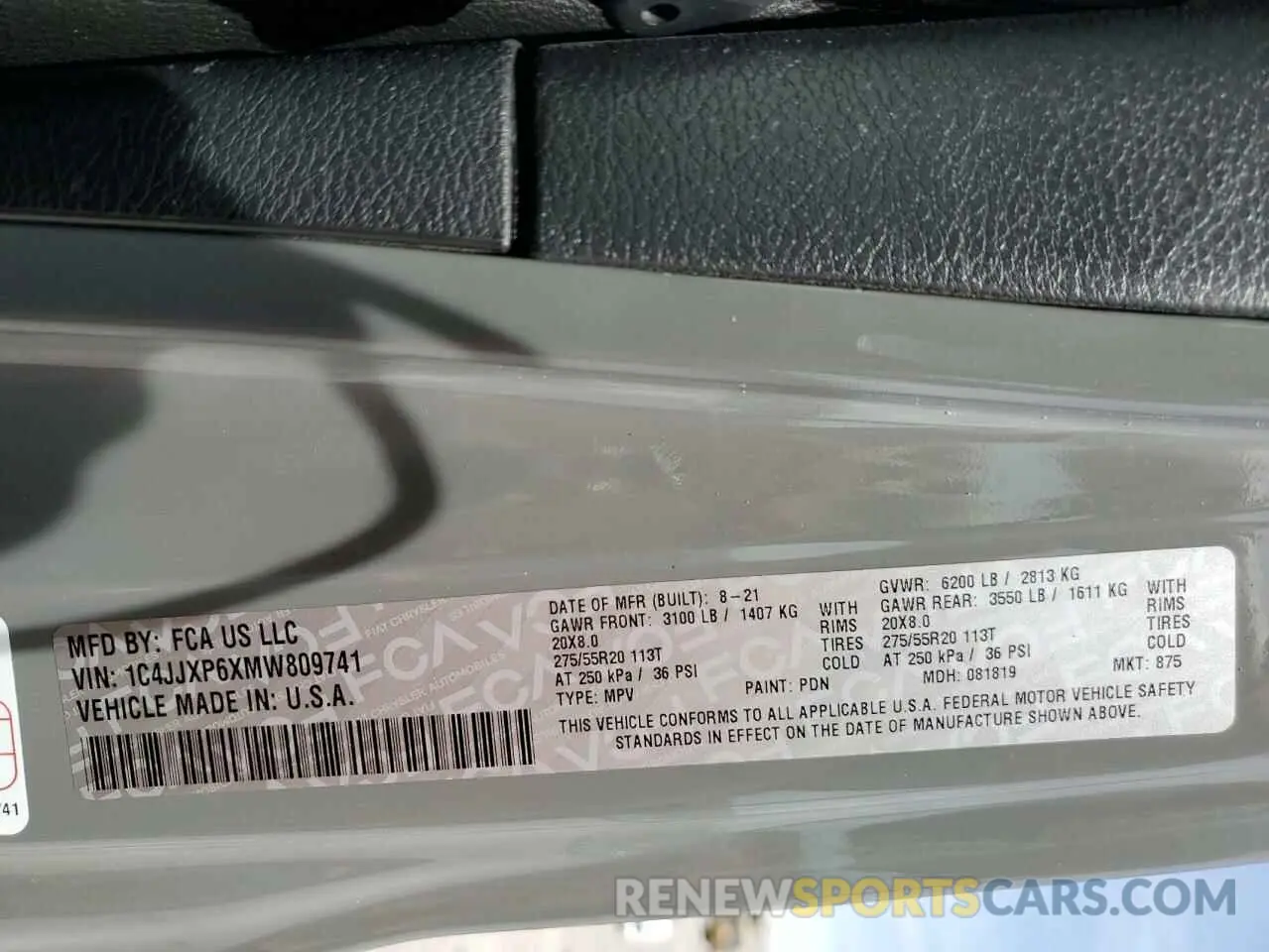 13 Photograph of a damaged car 1C4JJXP6XMW809741 JEEP WRANGLER 2021