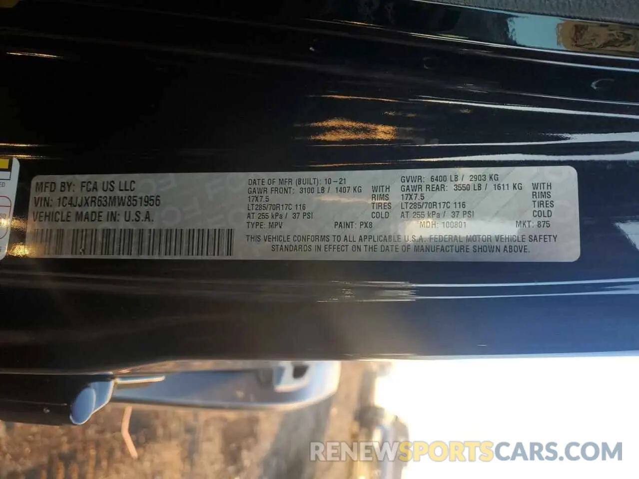 13 Photograph of a damaged car 1C4JJXR63MW851956 JEEP WRANGLER 2021