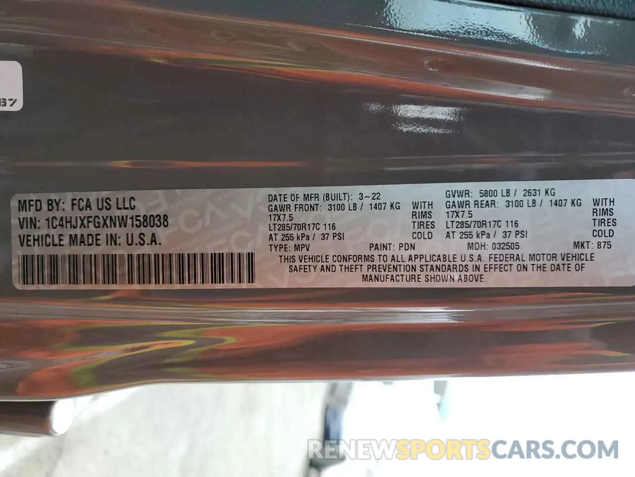 14 Photograph of a damaged car 1C4HJXFGXNW158038 JEEP WRANGLER 2022