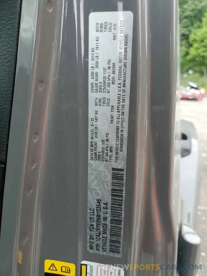 13 Photograph of a damaged car 1C4JJXP69NW153646 JEEP WRANGLER 2022