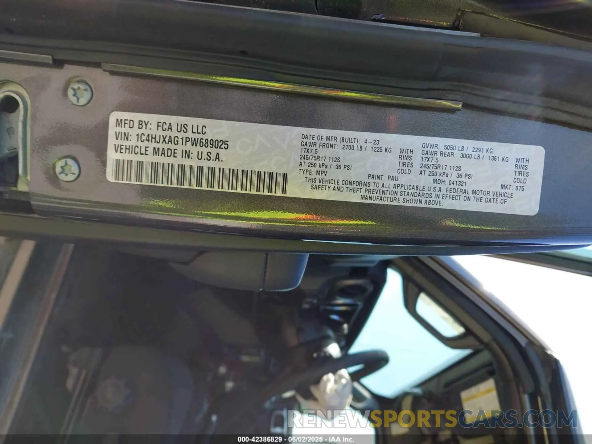9 Photograph of a damaged car 1C4HJXAG1PW689025 JEEP WRANGLER 2023
