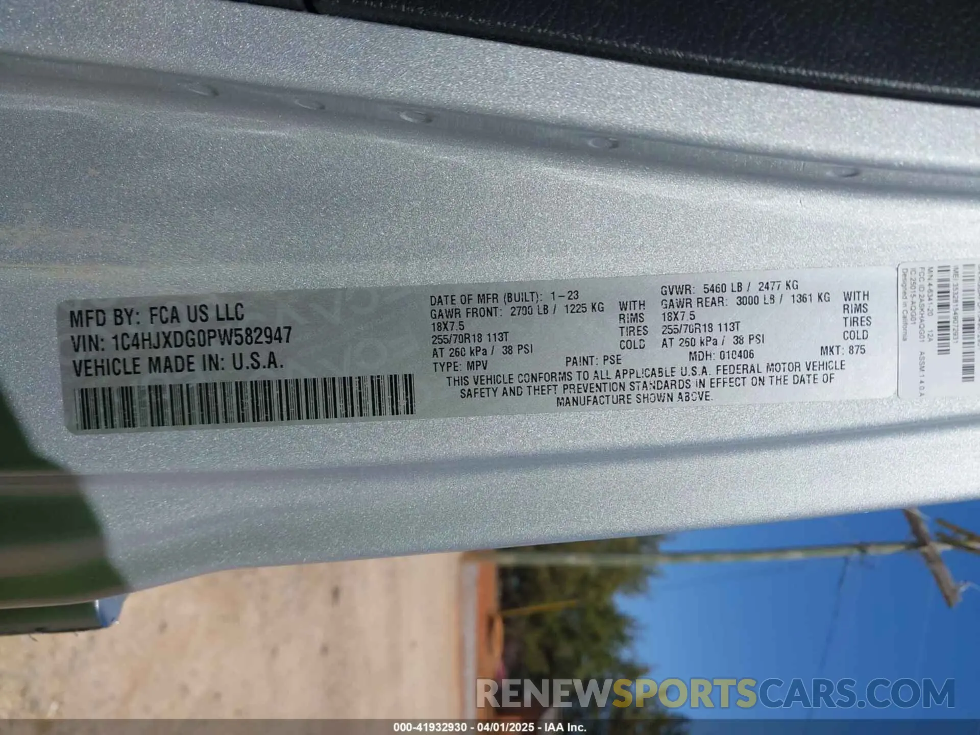9 Photograph of a damaged car 1C4HJXDG0PW582947 JEEP WRANGLER 2023
