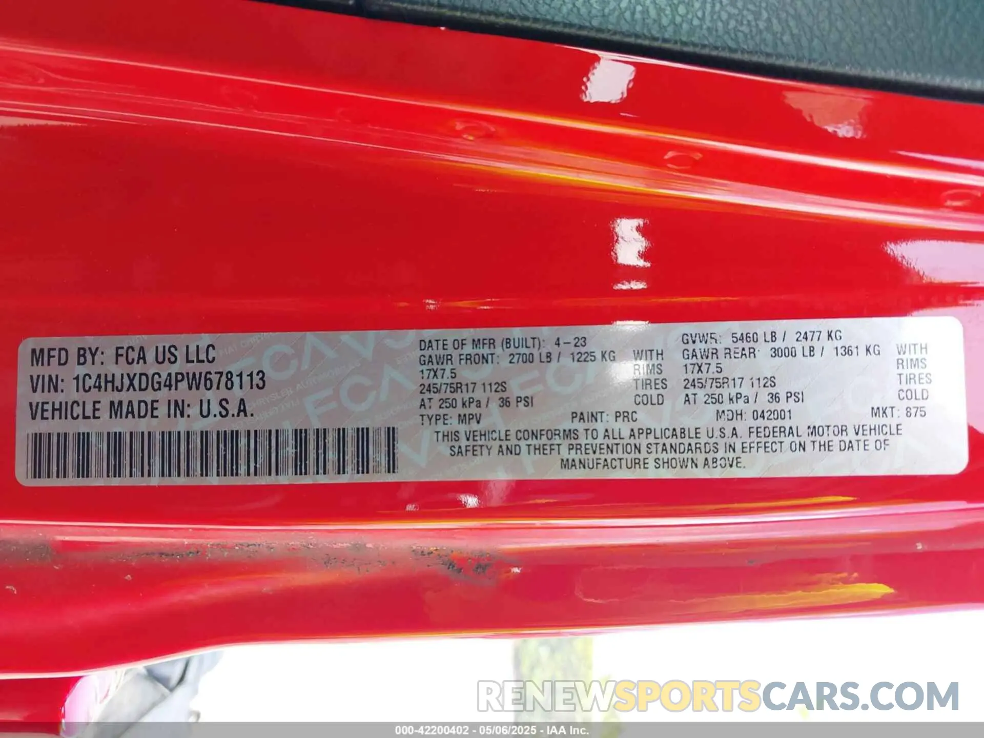 9 Photograph of a damaged car 1C4HJXDG4PW678113 JEEP WRANGLER 2023