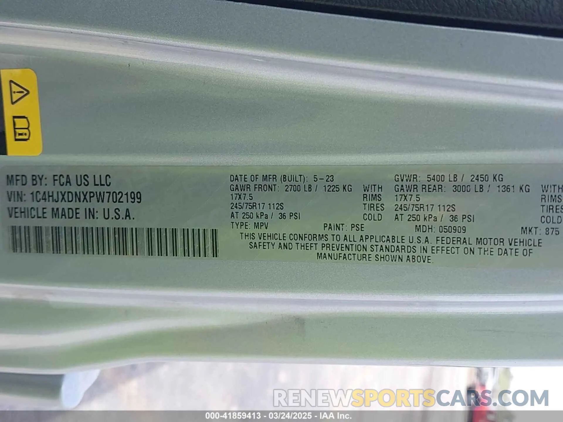 9 Photograph of a damaged car 1C4HJXDNXPW702199 JEEP WRANGLER 2023