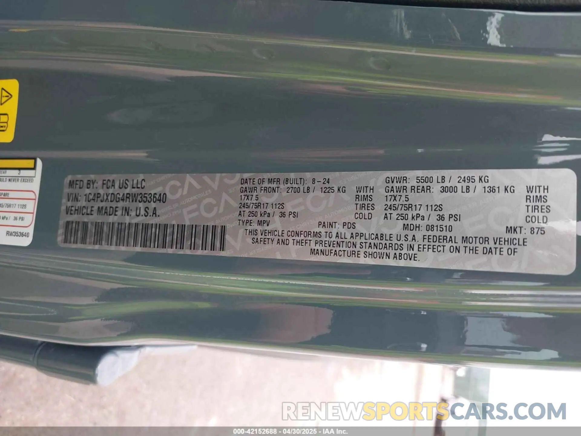 9 Photograph of a damaged car 1C4PJXDG4RW353640 JEEP WRANGLER 2024