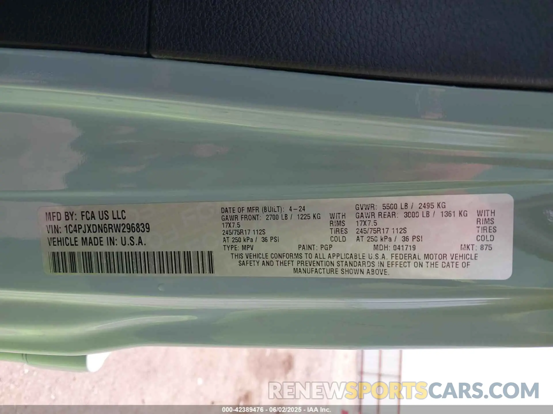 9 Photograph of a damaged car 1C4PJXDN6RW296839 JEEP WRANGLER 2024