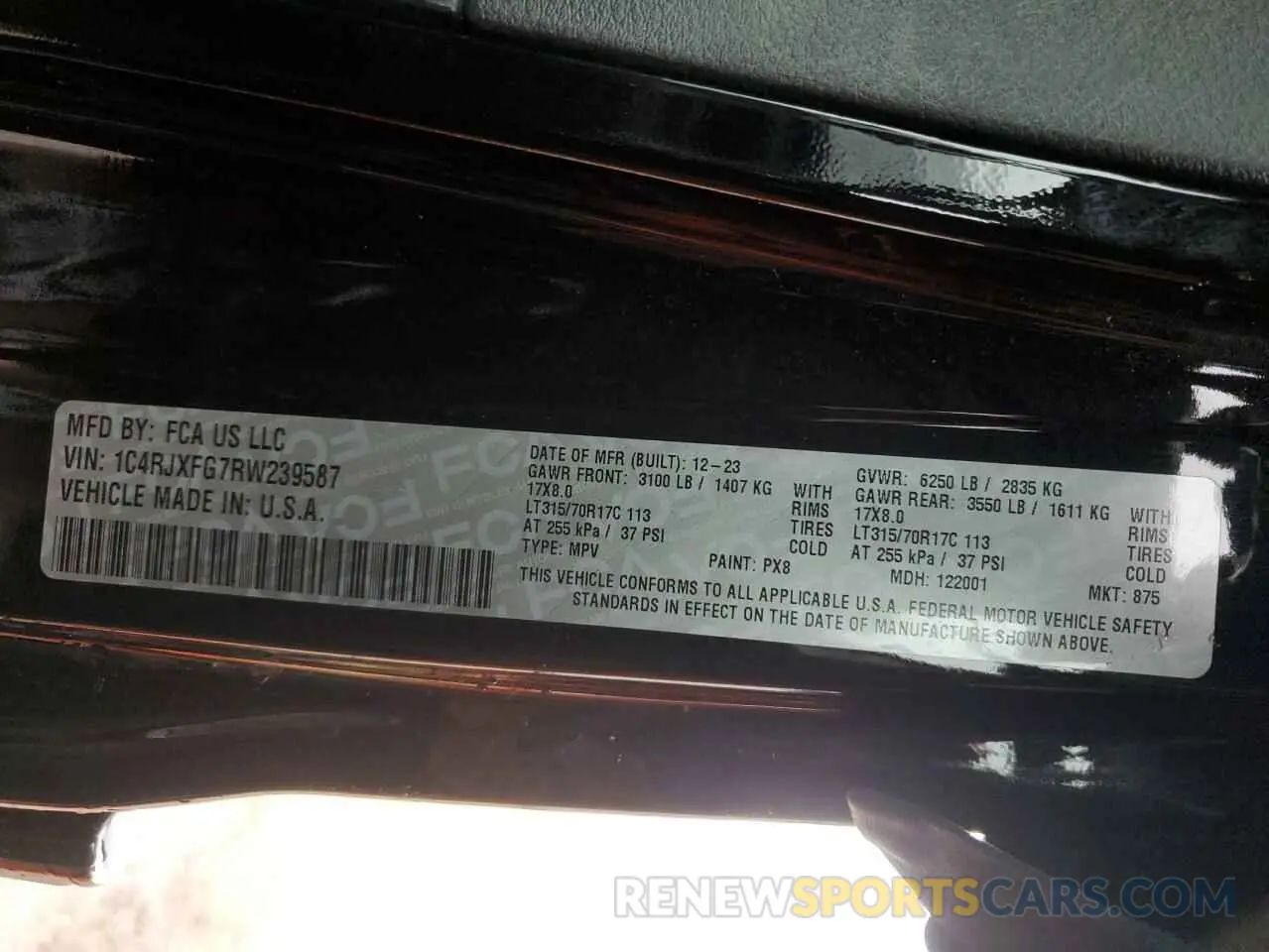 13 Photograph of a damaged car 1C4RJXFG7RW239587 JEEP WRANGLER 2024