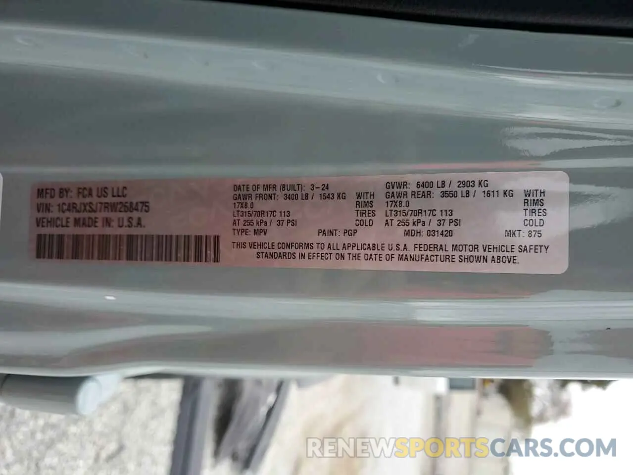 14 Photograph of a damaged car 1C4RJXSJ7RW268475 JEEP WRANGLER 2024