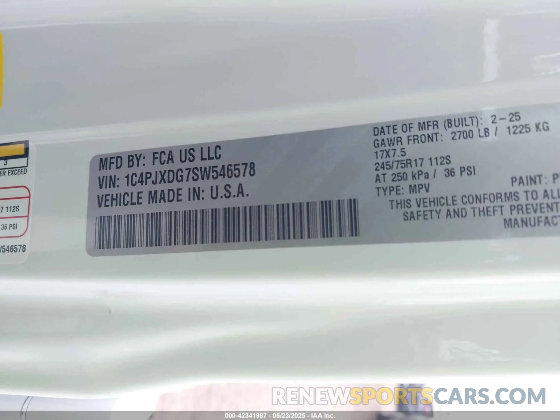 9 Photograph of a damaged car 1C4PJXDG7SW546578 JEEP WRANGLER 2025
