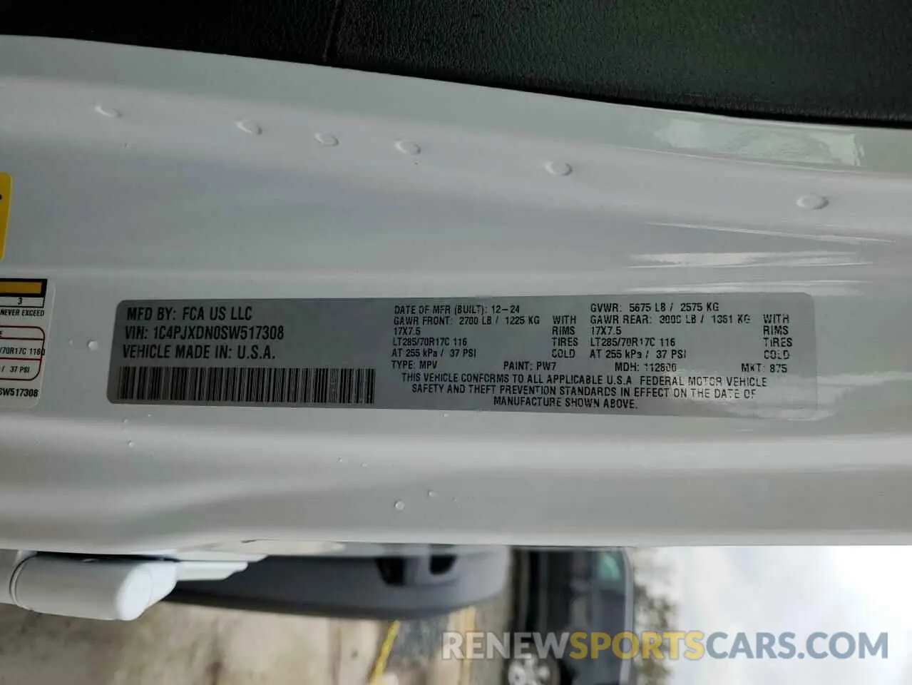 12 Photograph of a damaged car 1C4PJXDN0SW517308 JEEP WRANGLER 2025