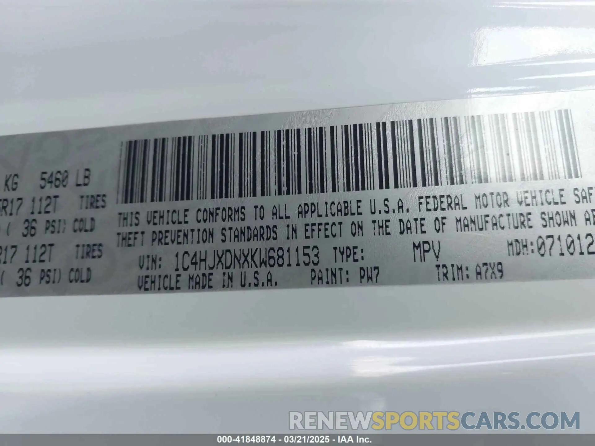 9 Photograph of a damaged car 1C4HJXDNXKW681153 JEEP WRANGLER UNLIMITED 2019