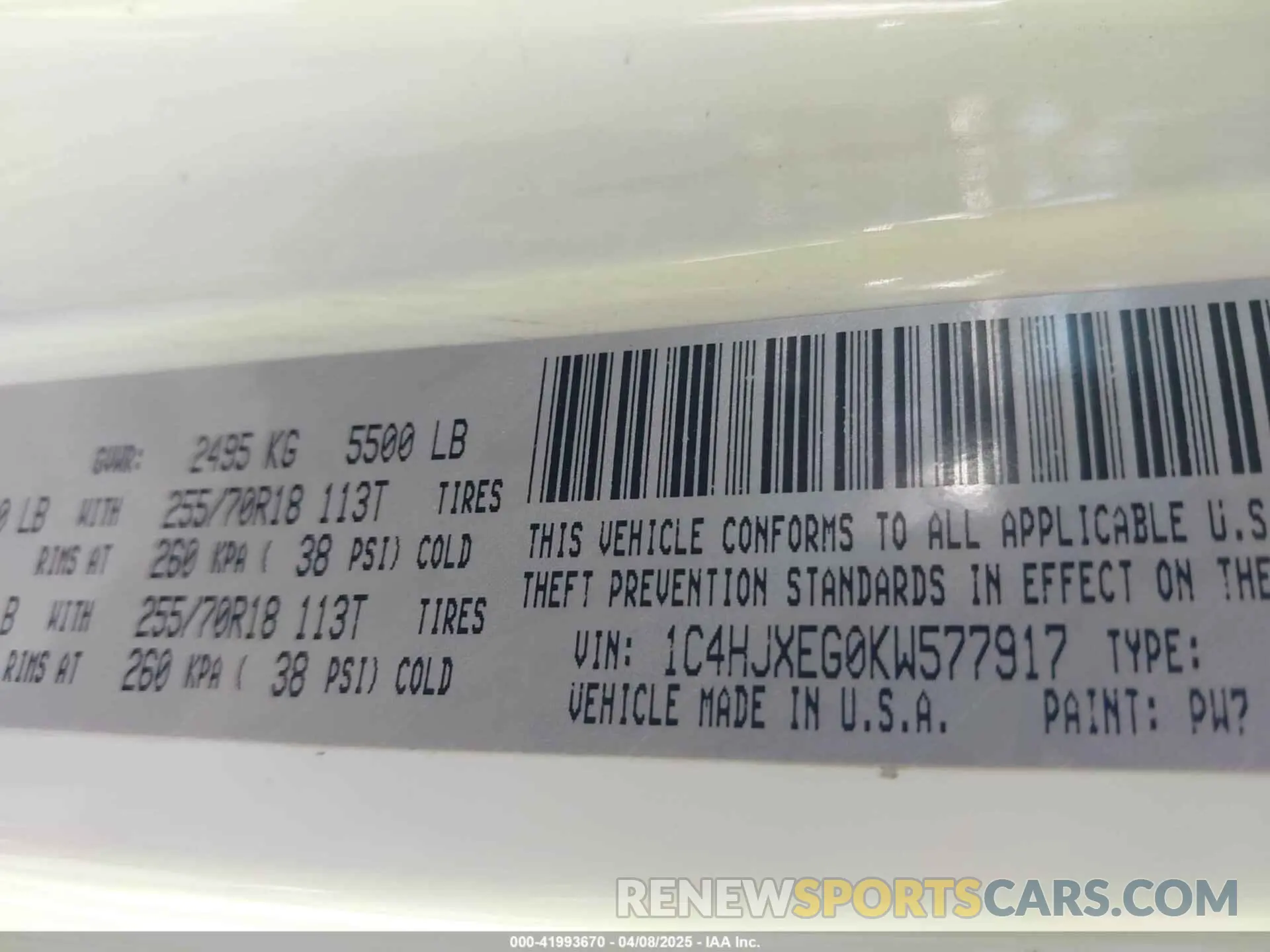 9 Photograph of a damaged car 1C4HJXEG0KW577917 JEEP WRANGLER UNLIMITED 2019