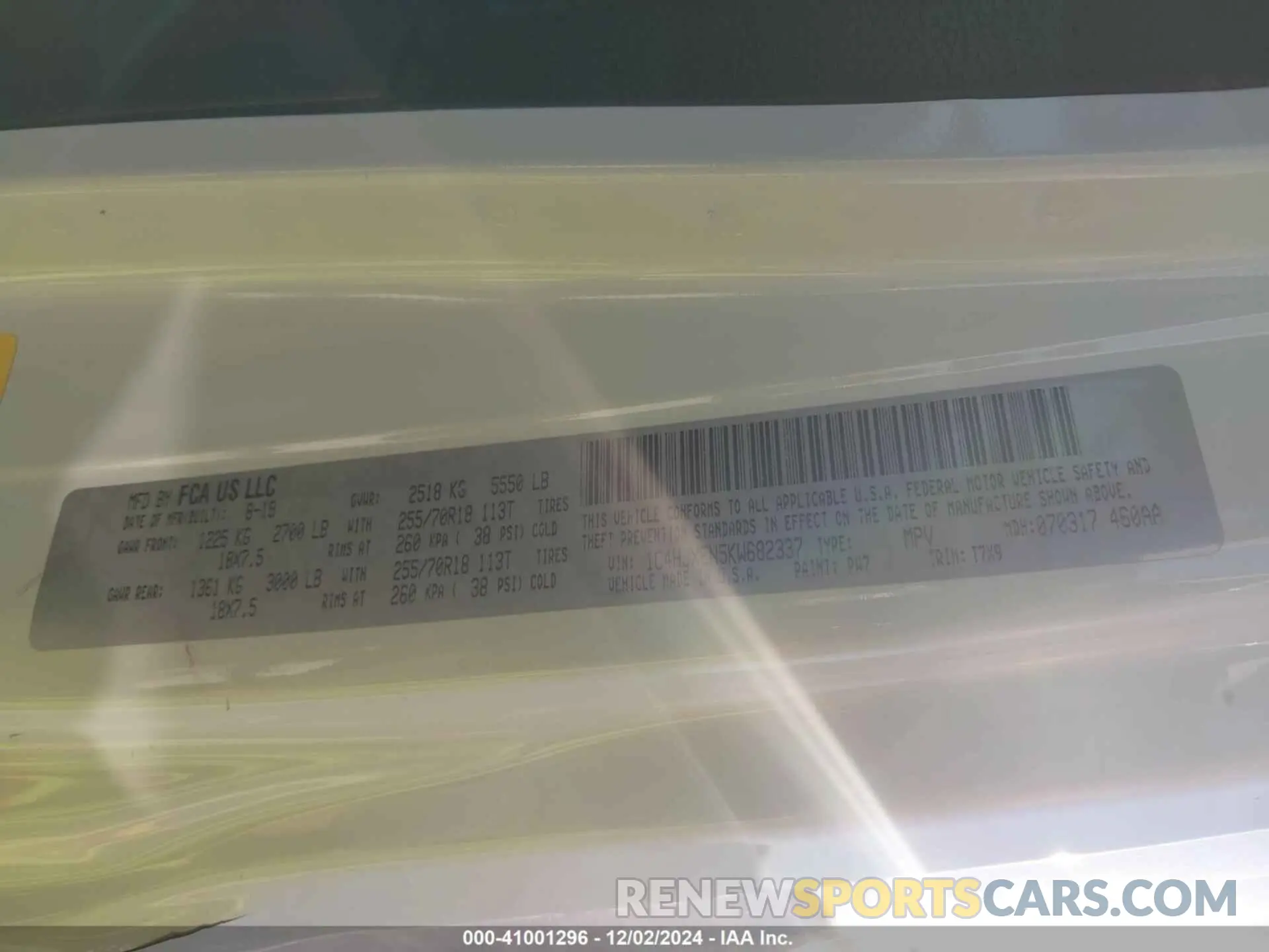 9 Photograph of a damaged car 1C4HJXEN5KW682337 JEEP WRANGLER UNLIMITED 2019