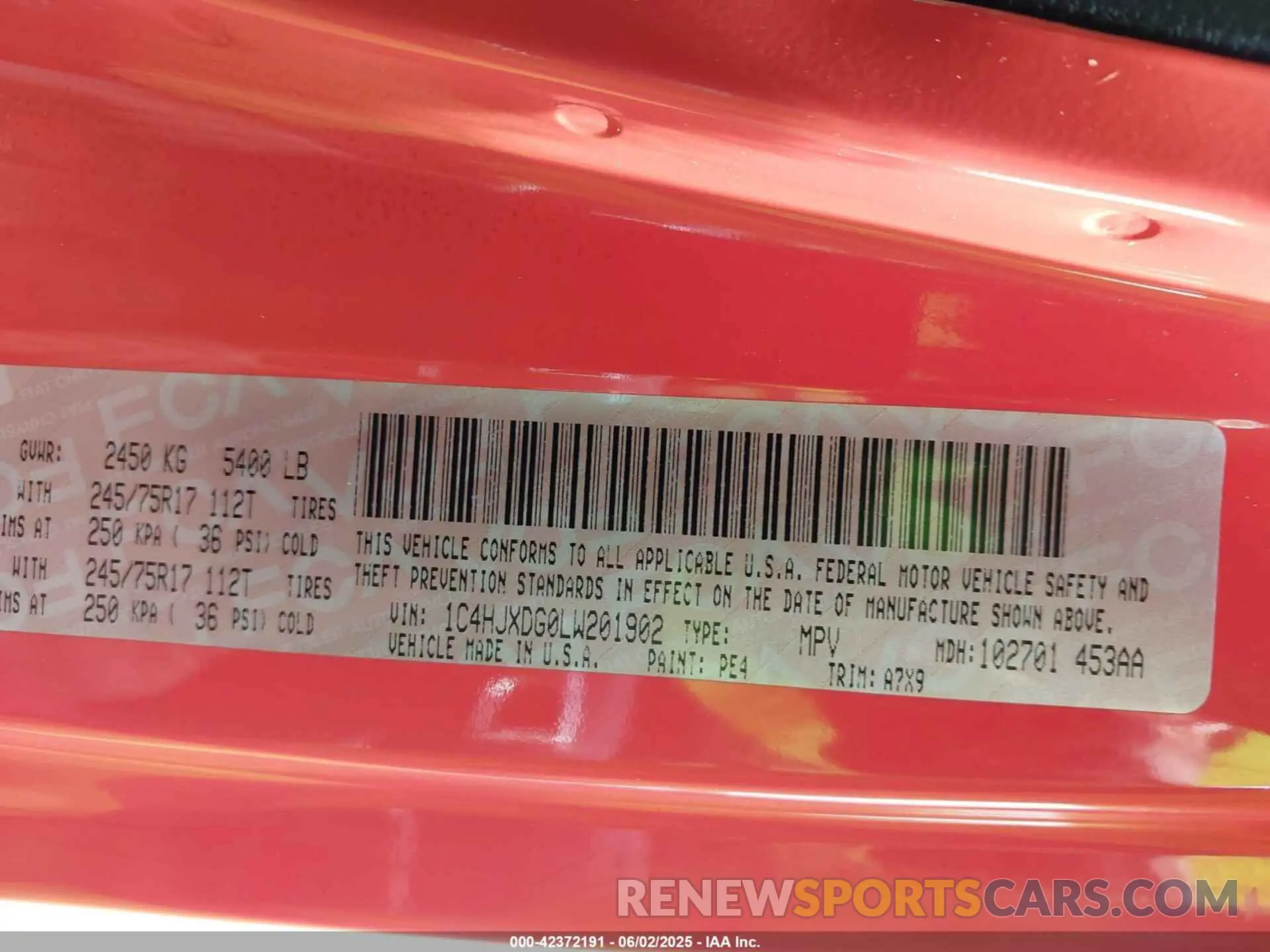 9 Photograph of a damaged car 1C4HJXDG0LW201902 JEEP WRANGLER UNLIMITED 2020