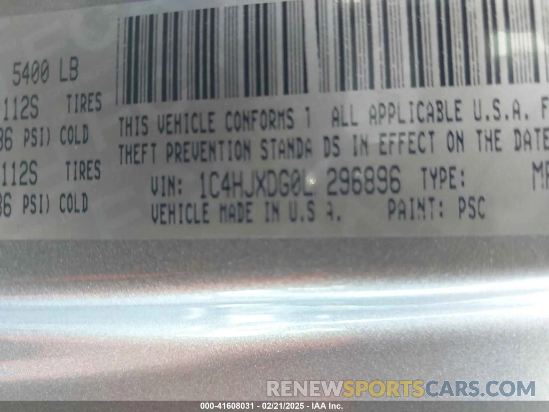 9 Photograph of a damaged car 1C4HJXDG0LW296896 JEEP WRANGLER UNLIMITED 2020