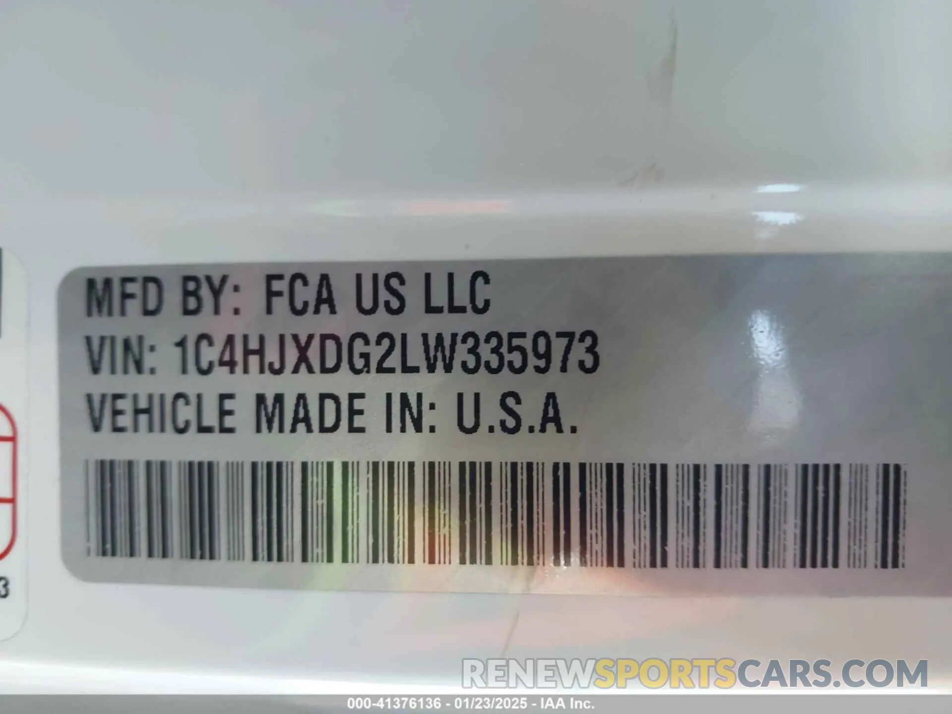 9 Photograph of a damaged car 1C4HJXDG2LW335973 JEEP WRANGLER UNLIMITED 2020