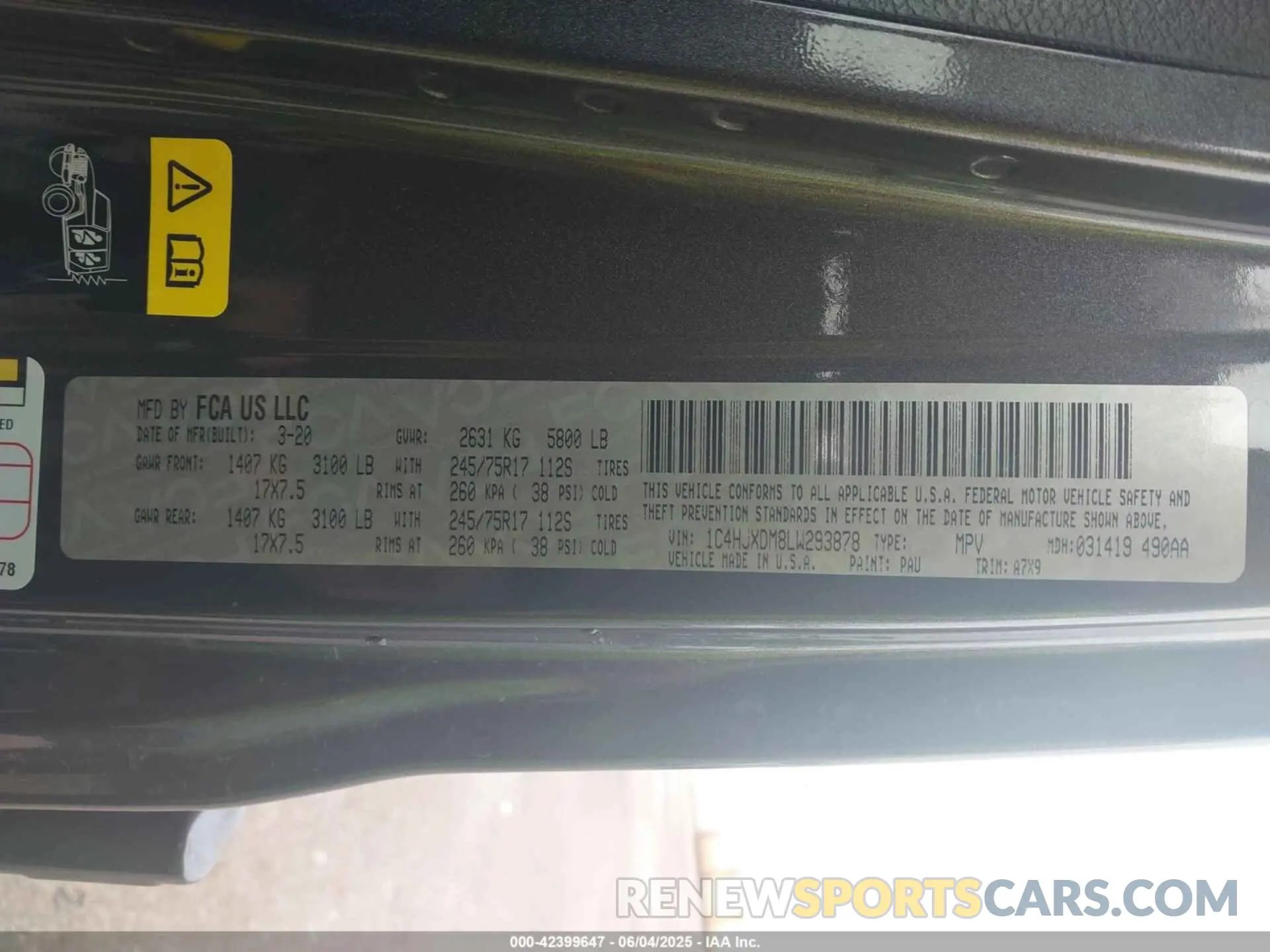 9 Photograph of a damaged car 1C4HJXDM8LW293878 JEEP WRANGLER UNLIMITED 2020