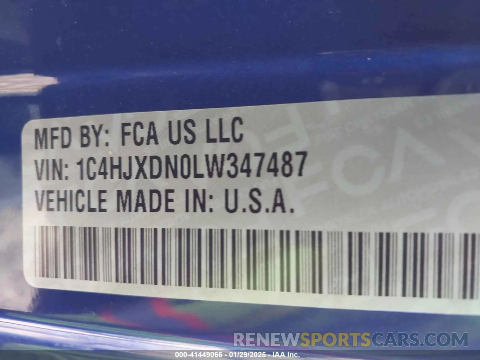 9 Photograph of a damaged car 1C4HJXDN0LW347487 JEEP WRANGLER UNLIMITED 2020