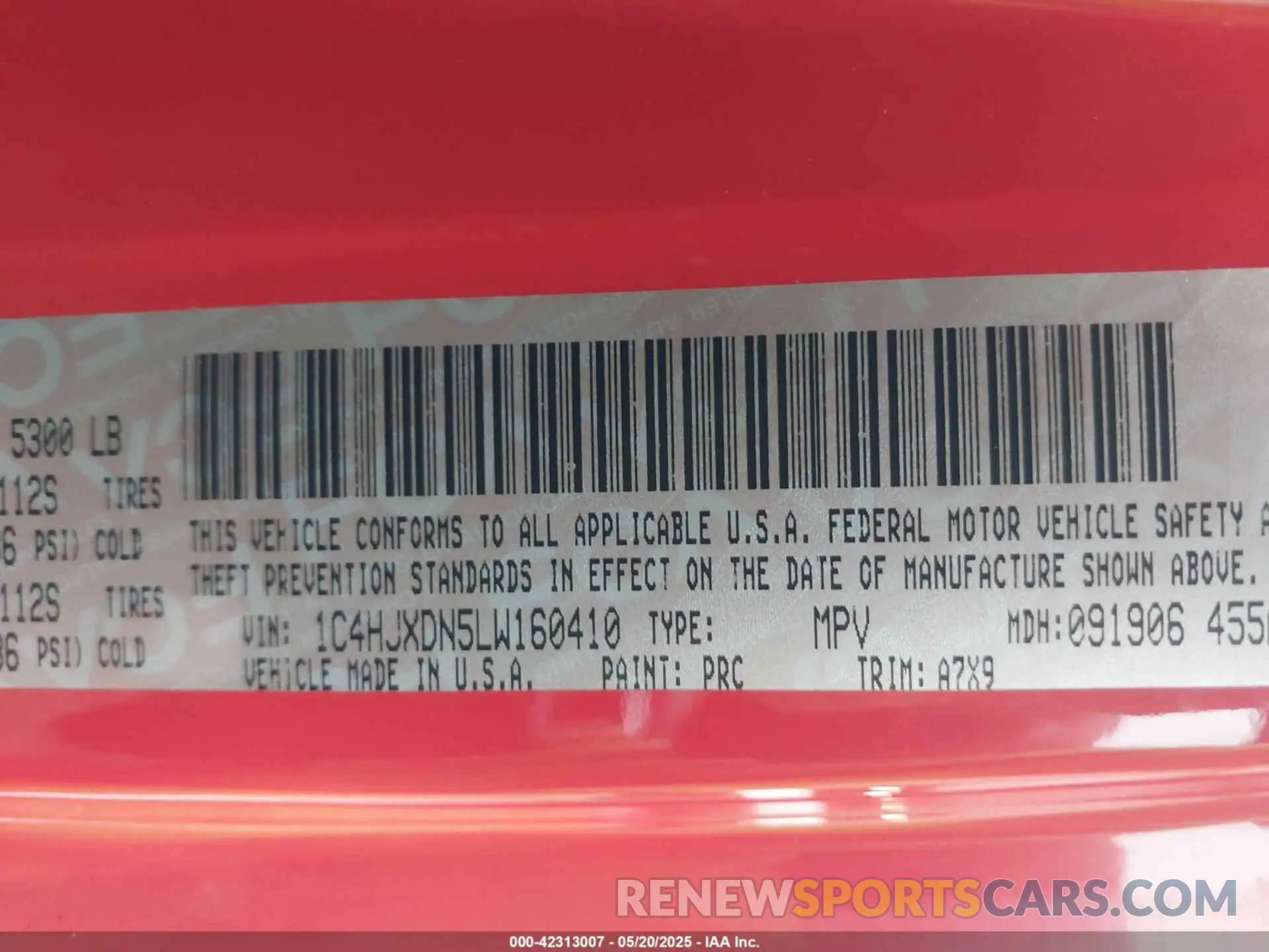 9 Photograph of a damaged car 1C4HJXDN5LW160410 JEEP WRANGLER UNLIMITED 2020