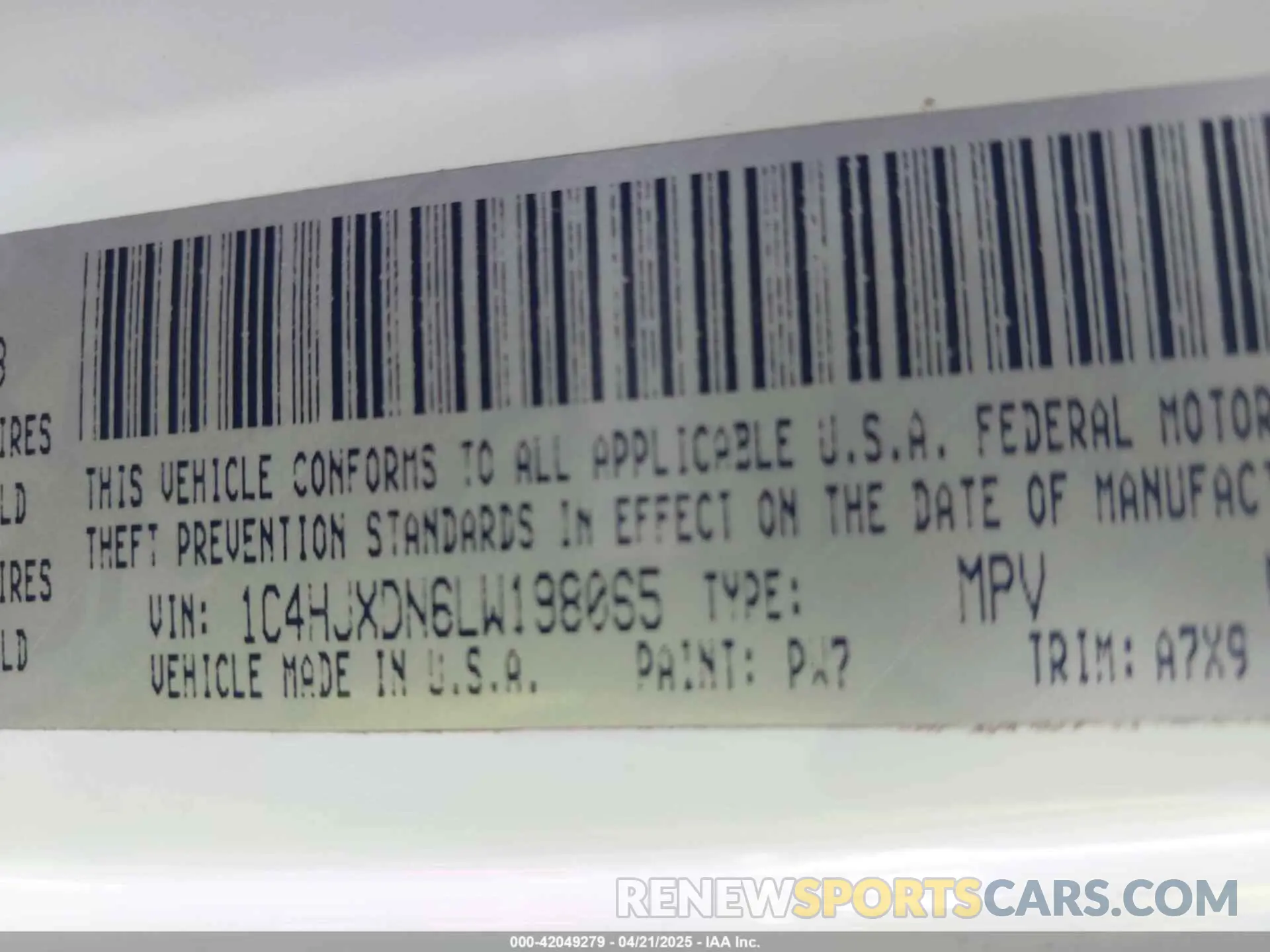 9 Photograph of a damaged car 1C4HJXDN6LW198065 JEEP WRANGLER UNLIMITED 2020