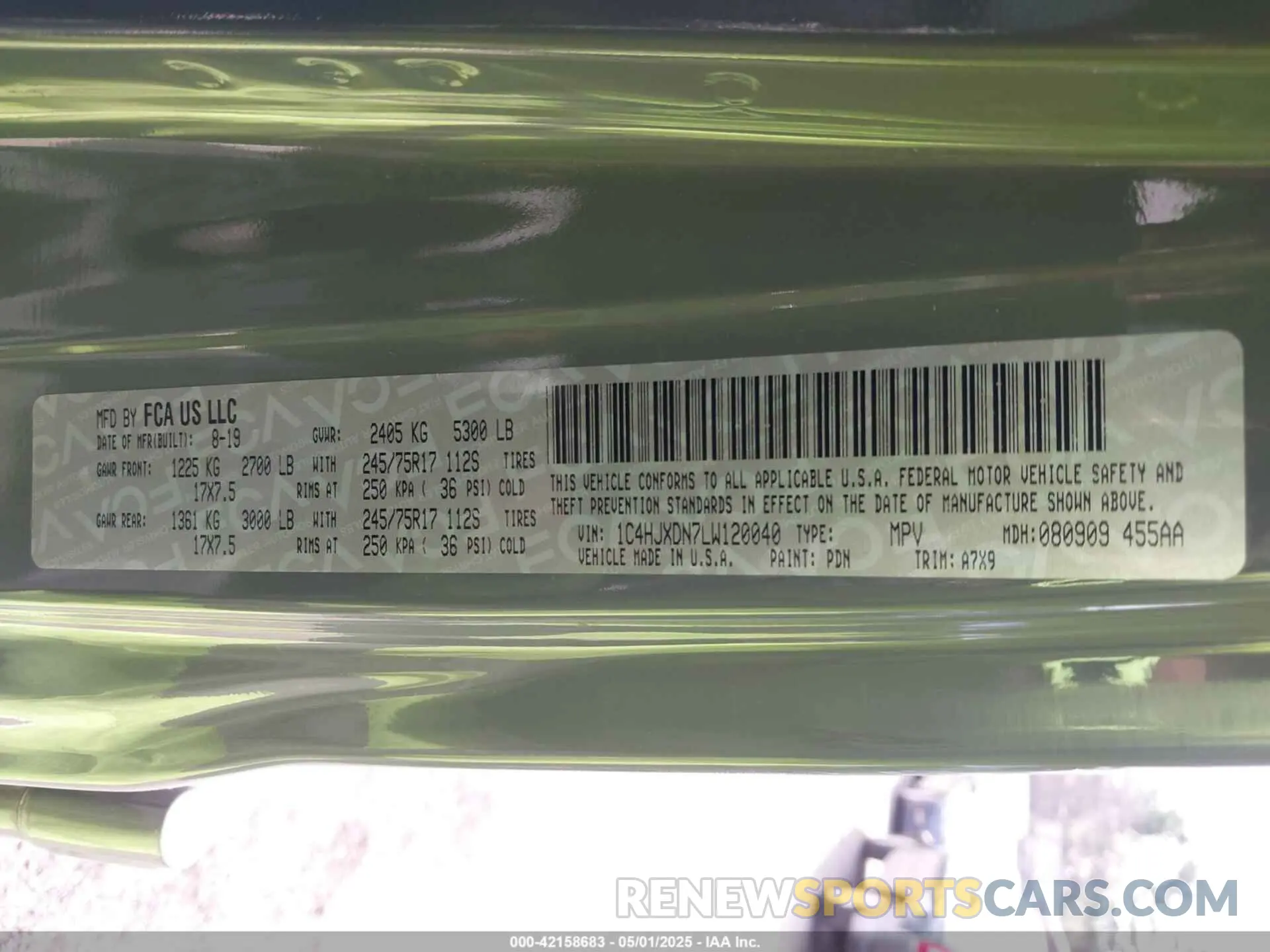 9 Photograph of a damaged car 1C4HJXDN7LW120040 JEEP WRANGLER UNLIMITED 2020