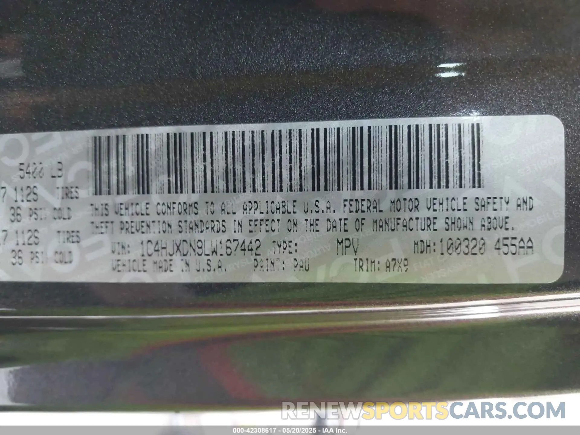 9 Photograph of a damaged car 1C4HJXDN9LW167442 JEEP WRANGLER UNLIMITED 2020