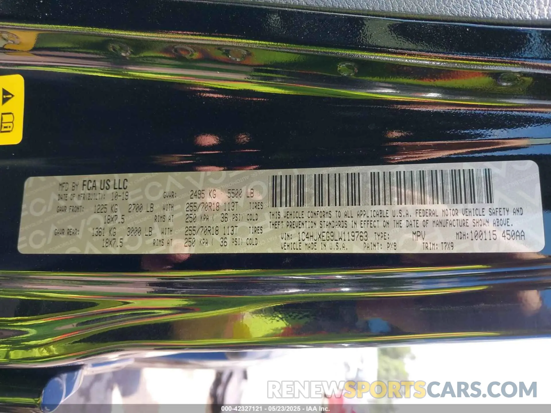 9 Photograph of a damaged car 1C4HJXEG9LW119763 JEEP WRANGLER UNLIMITED 2020