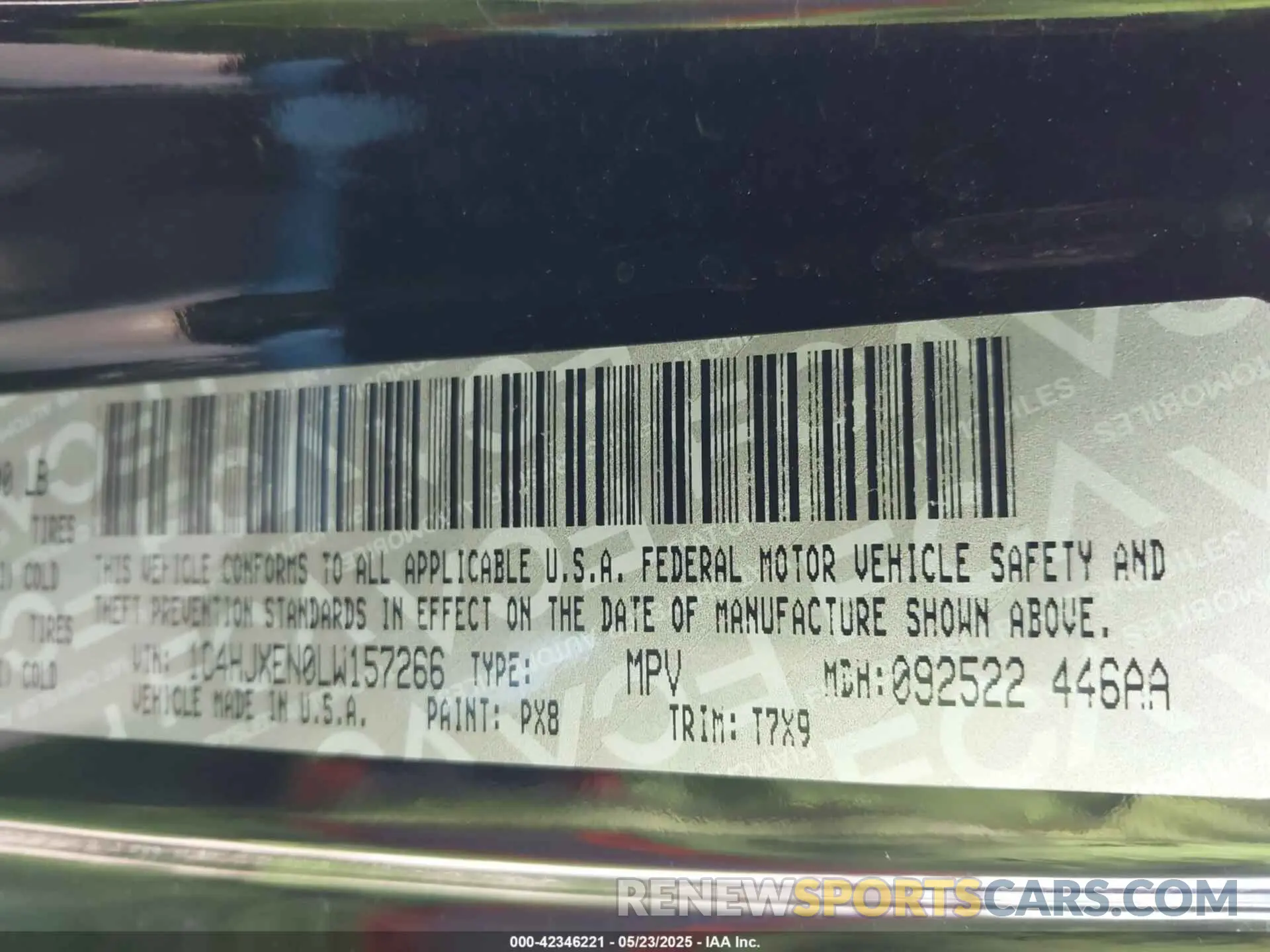 9 Photograph of a damaged car 1C4HJXEN0LW157266 JEEP WRANGLER UNLIMITED 2020