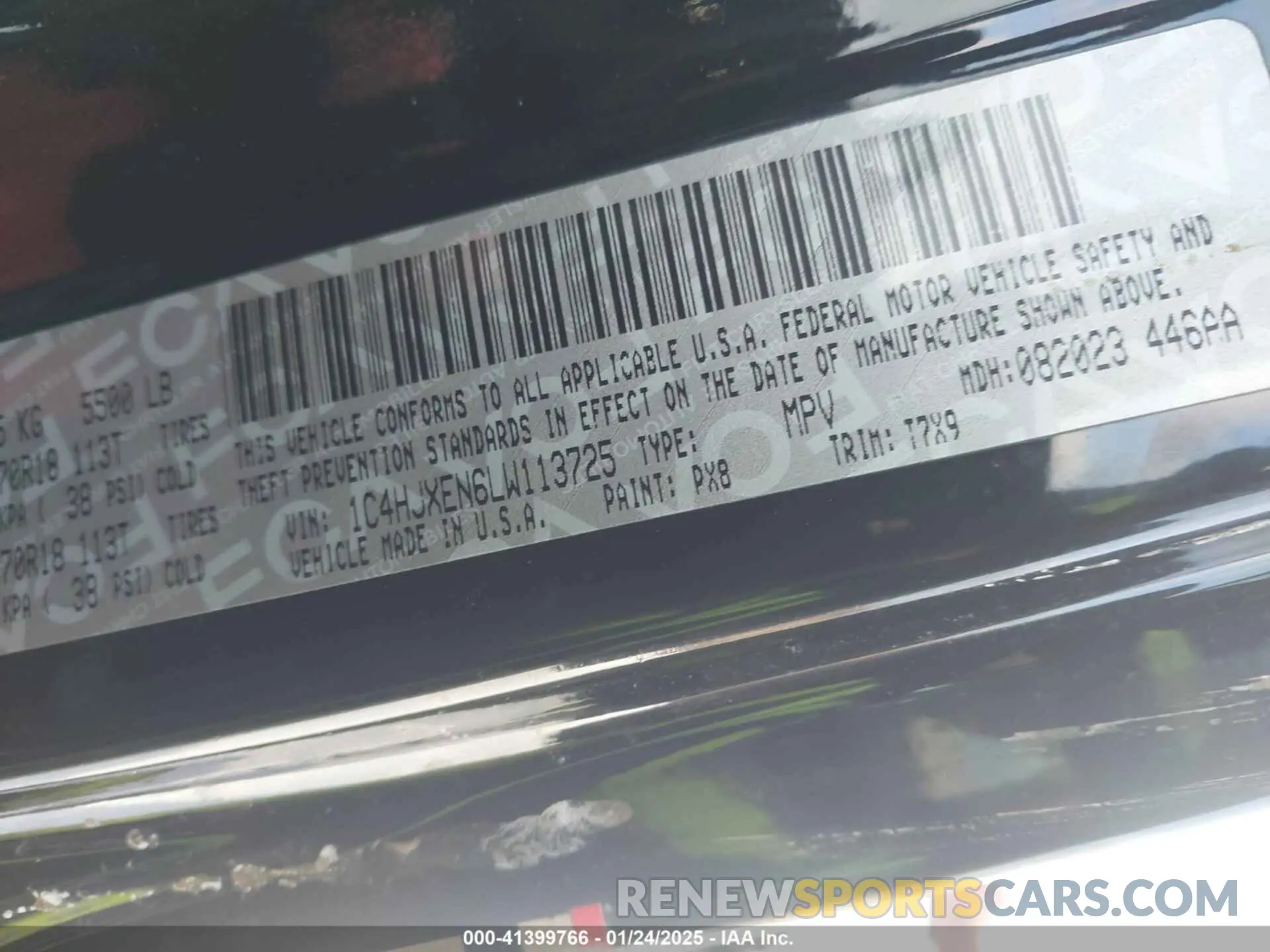 9 Photograph of a damaged car 1C4HJXEN6LW113725 JEEP WRANGLER UNLIMITED 2020