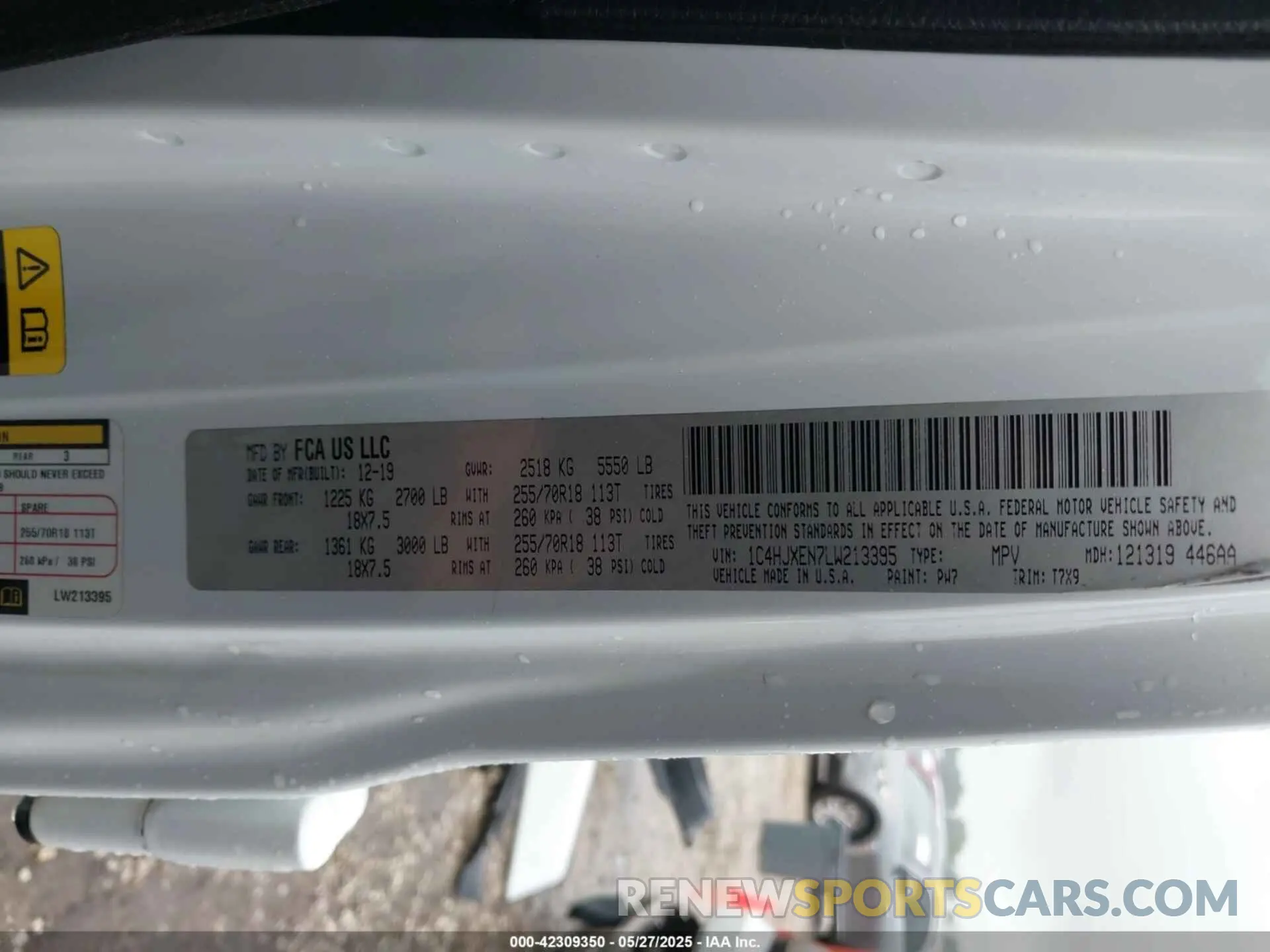 9 Photograph of a damaged car 1C4HJXEN7LW213395 JEEP WRANGLER UNLIMITED 2020