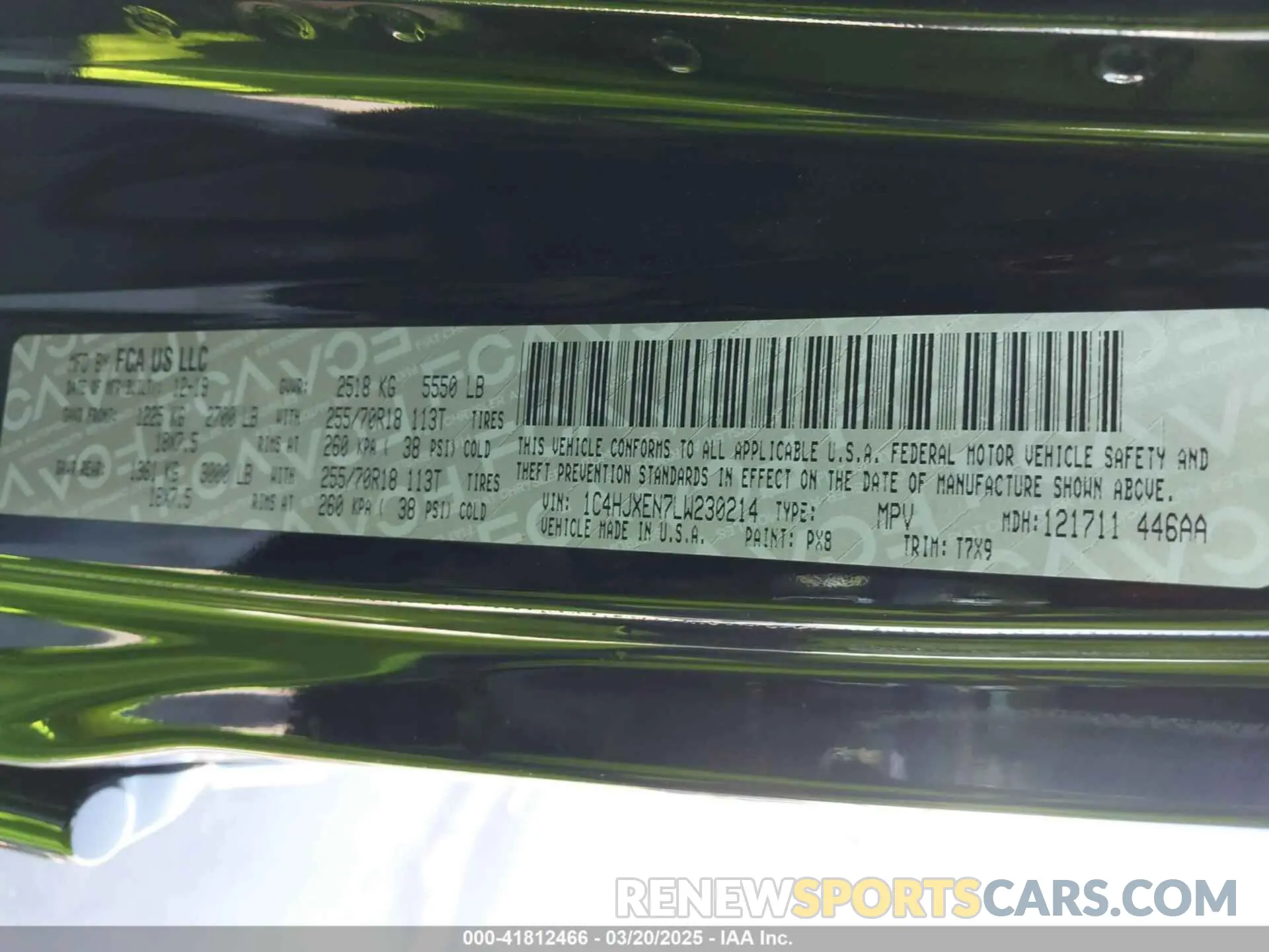 9 Photograph of a damaged car 1C4HJXEN7LW230214 JEEP WRANGLER UNLIMITED 2020