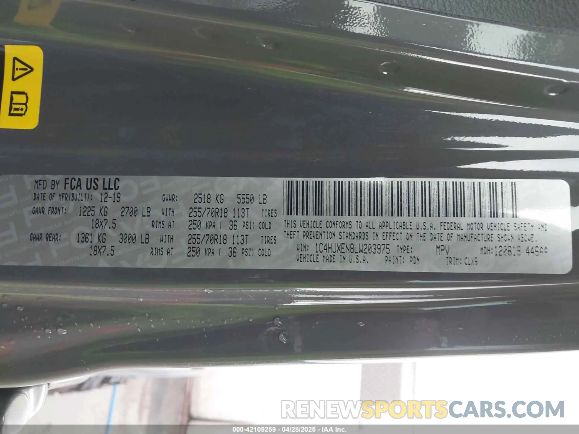 9 Photograph of a damaged car 1C4HJXEN8LW203975 JEEP WRANGLER UNLIMITED 2020