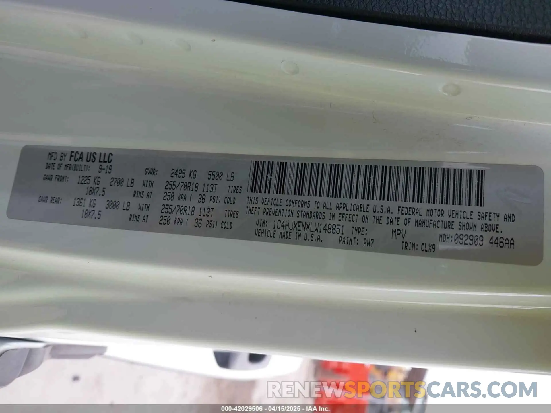 9 Photograph of a damaged car 1C4HJXENXLW148851 JEEP WRANGLER UNLIMITED 2020