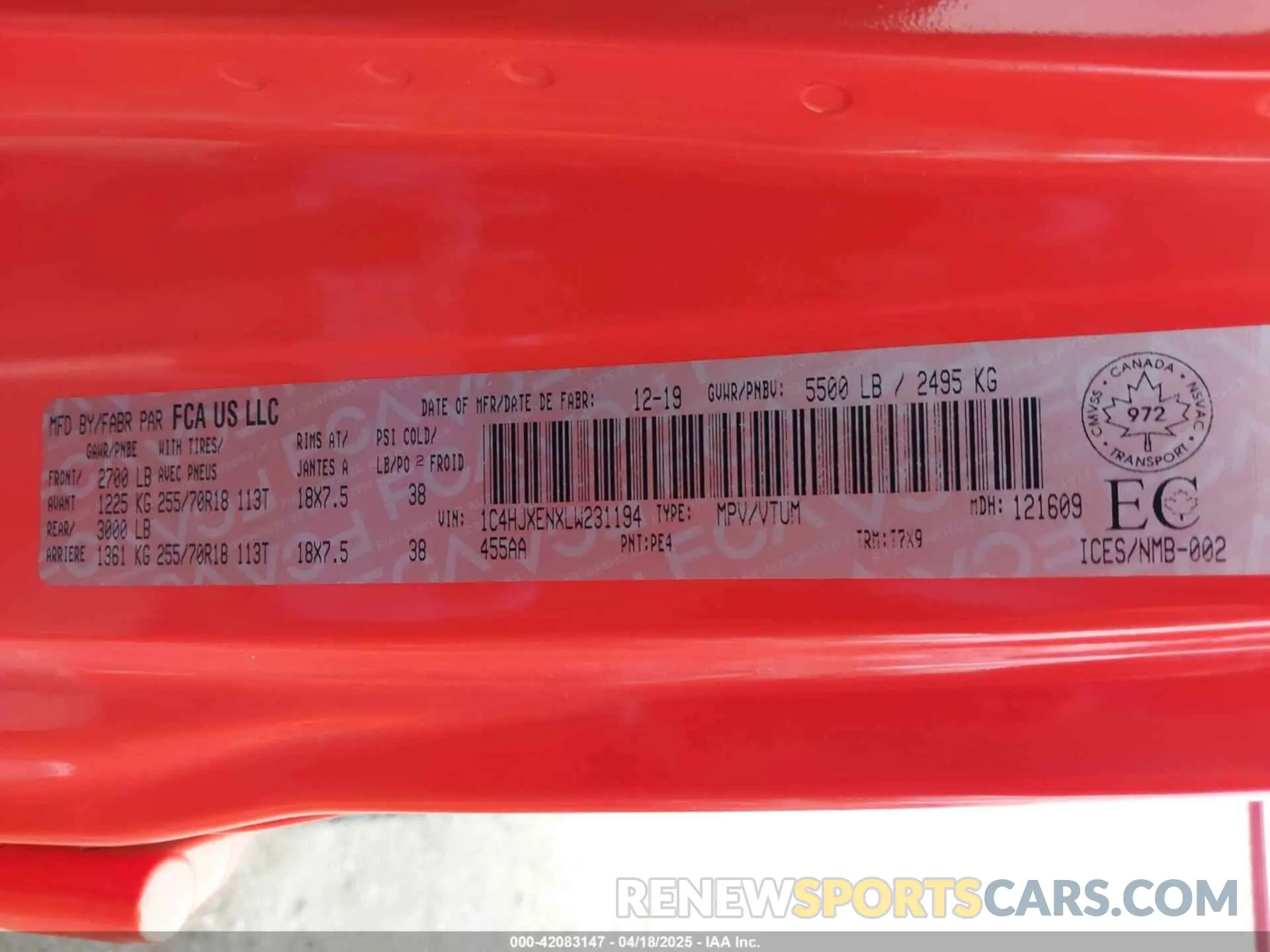 9 Photograph of a damaged car 1C4HJXENXLW231194 JEEP WRANGLER UNLIMITED 2020