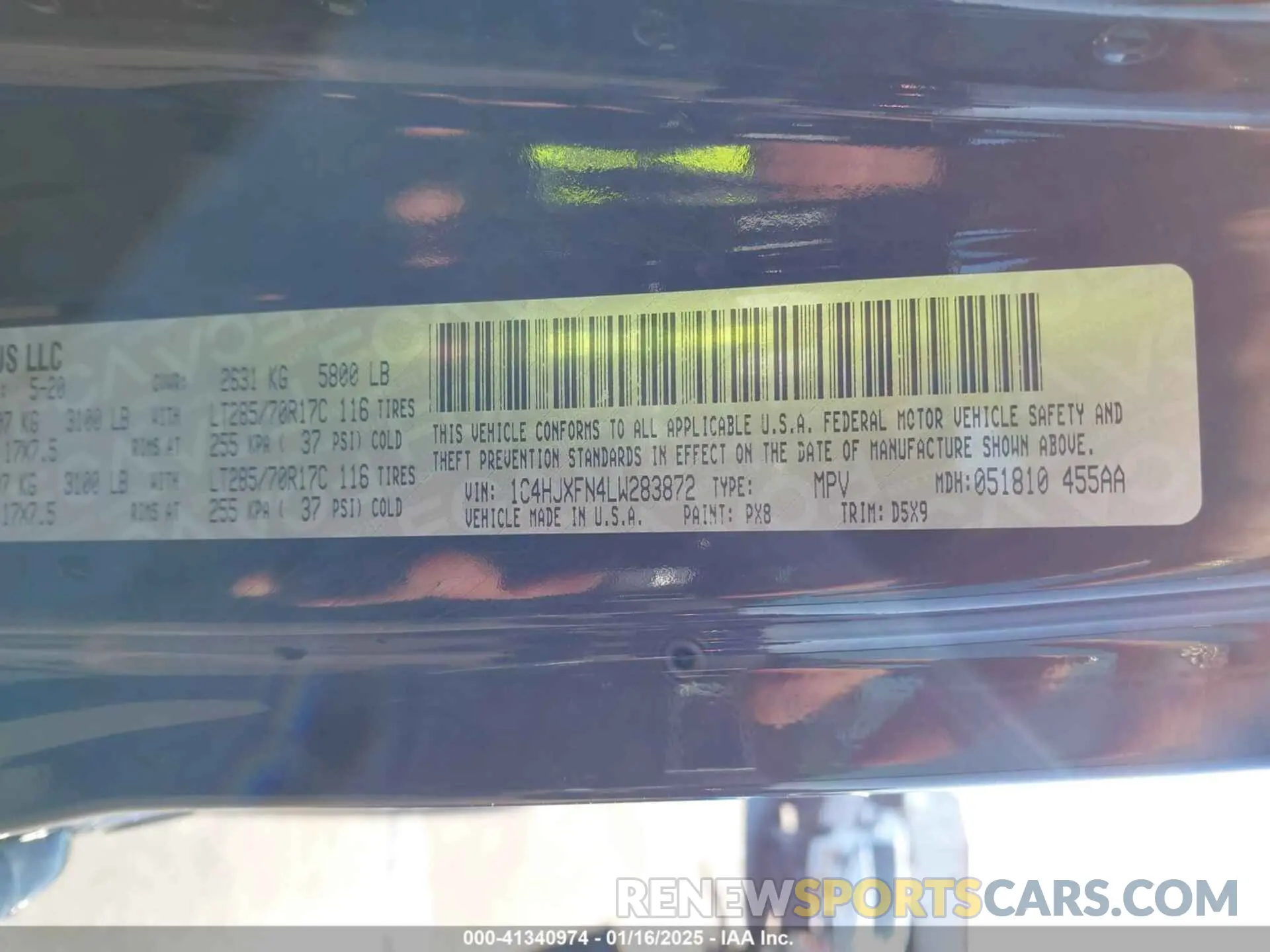 9 Photograph of a damaged car 1C4HJXFN4LW283872 JEEP WRANGLER UNLIMITED 2020