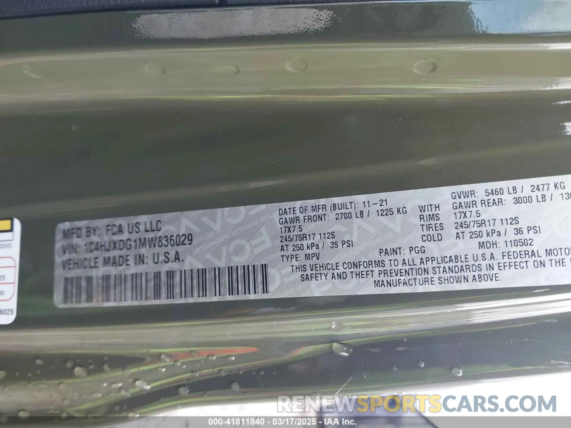 9 Photograph of a damaged car 1C4HJXDG1MW836029 JEEP WRANGLER UNLIMITED 2021