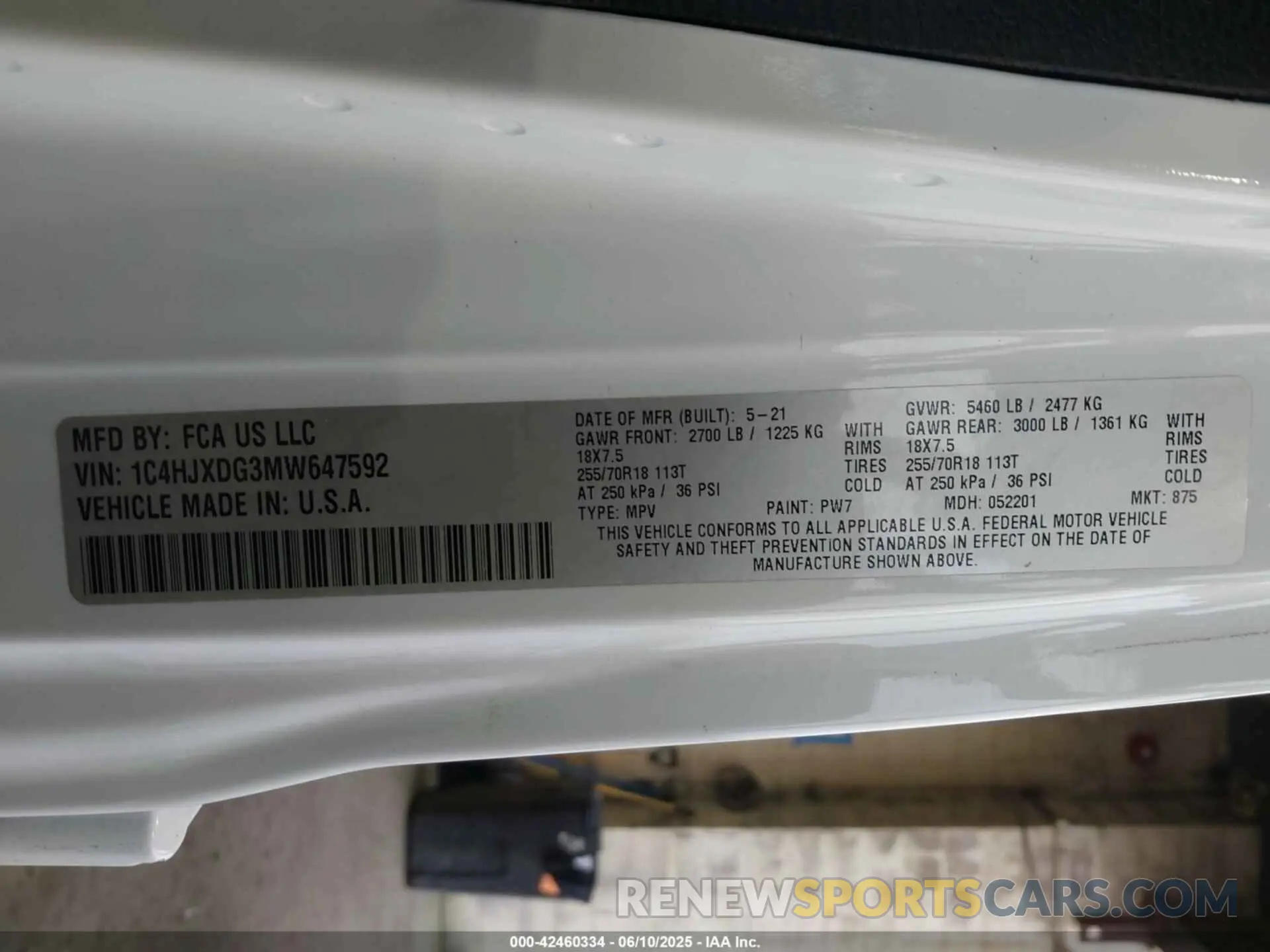 9 Photograph of a damaged car 1C4HJXDG3MW647592 JEEP WRANGLER UNLIMITED 2021