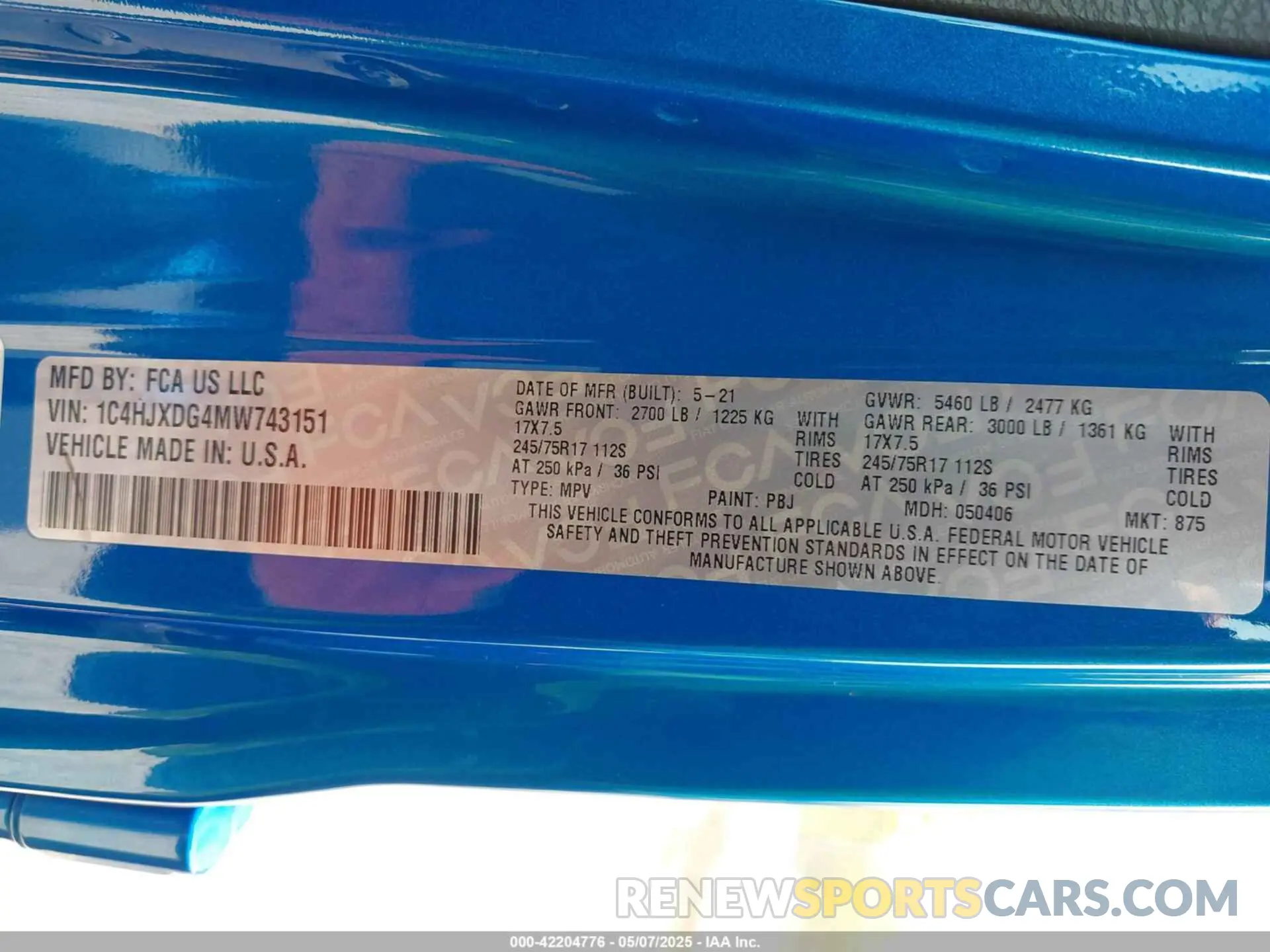 9 Photograph of a damaged car 1C4HJXDG4MW743151 JEEP WRANGLER UNLIMITED 2021