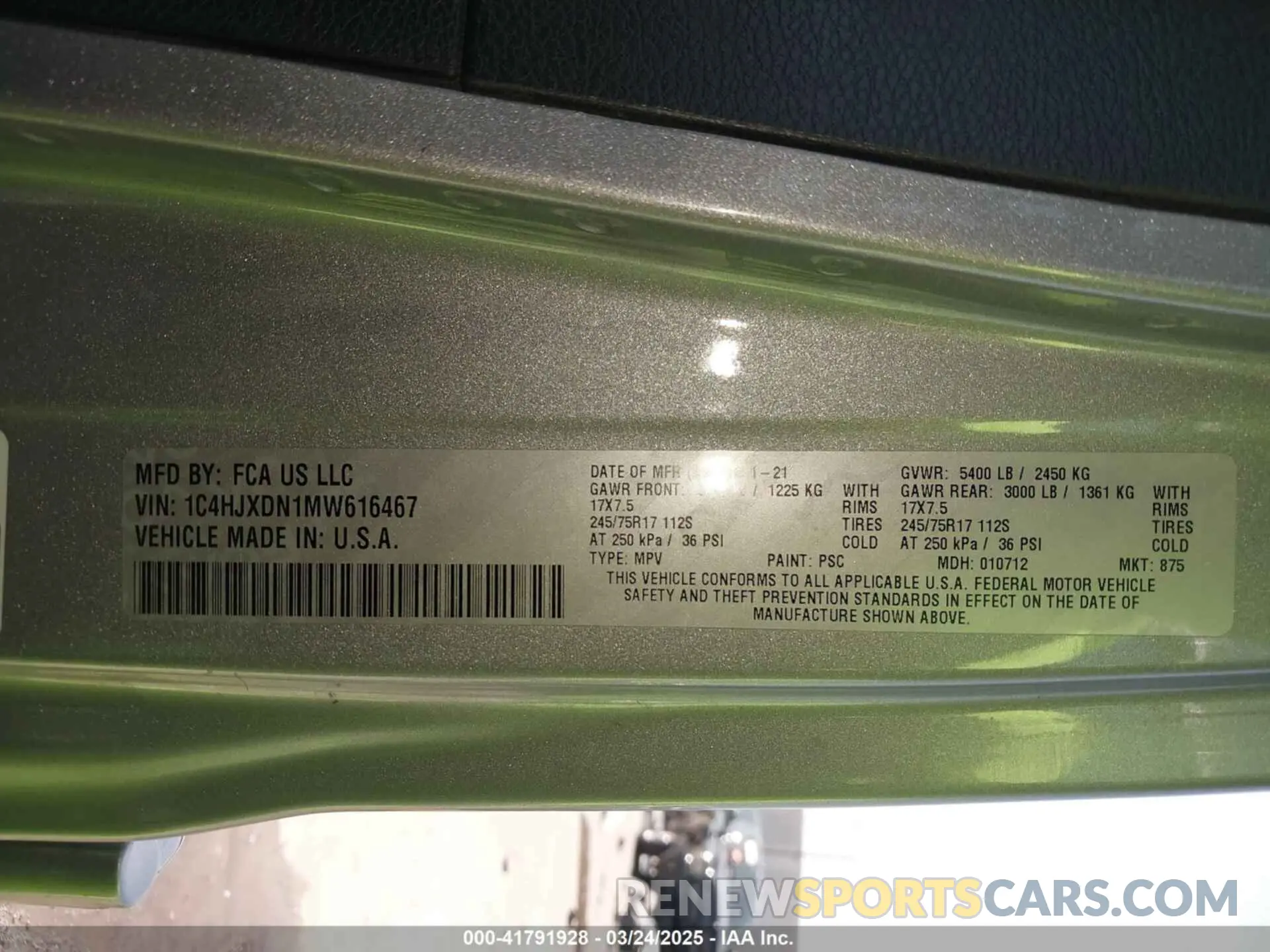 9 Photograph of a damaged car 1C4HJXDN1MW616467 JEEP WRANGLER UNLIMITED 2021