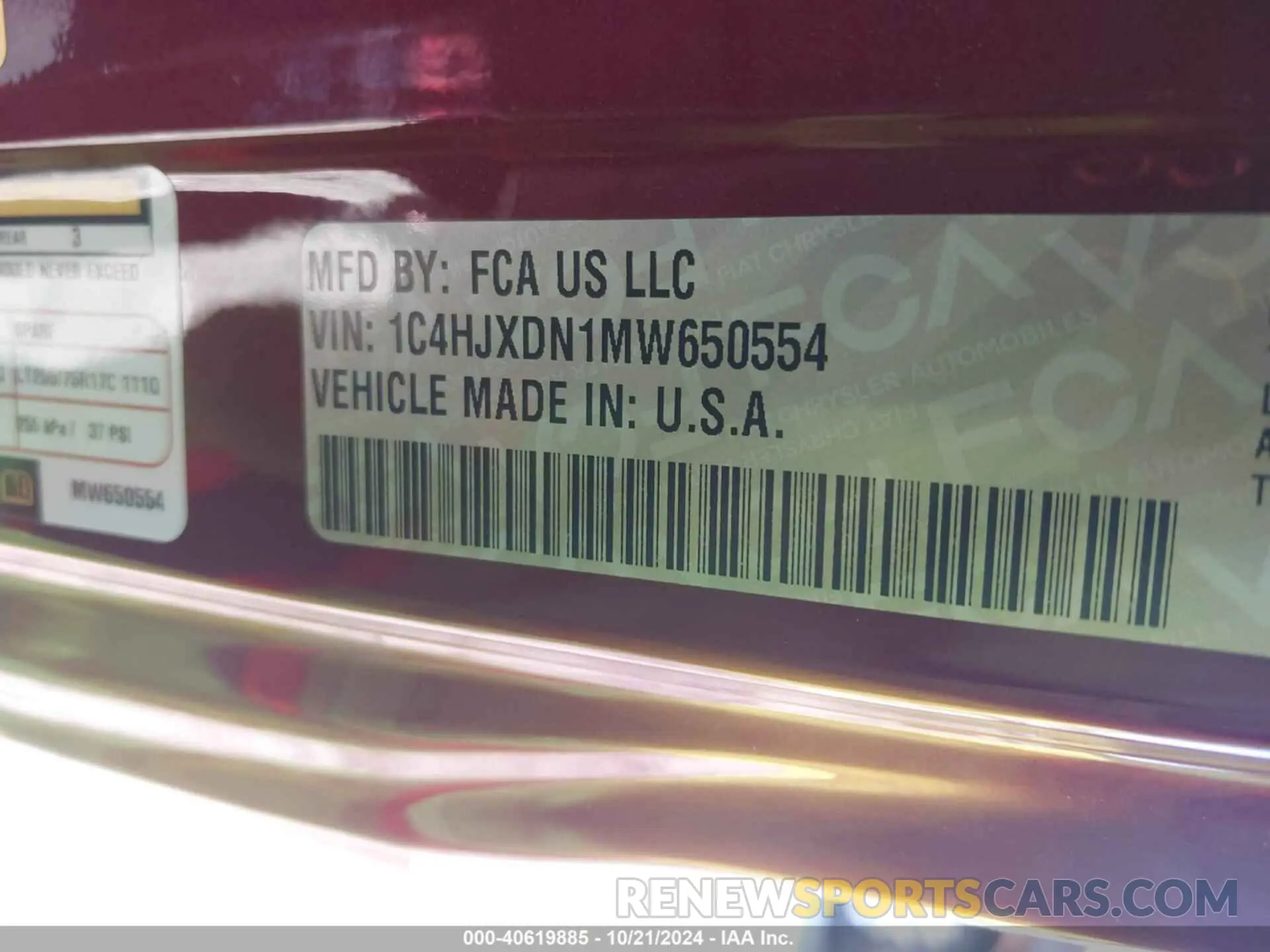 9 Photograph of a damaged car 1C4HJXDN1MW650554 JEEP WRANGLER UNLIMITED 2021