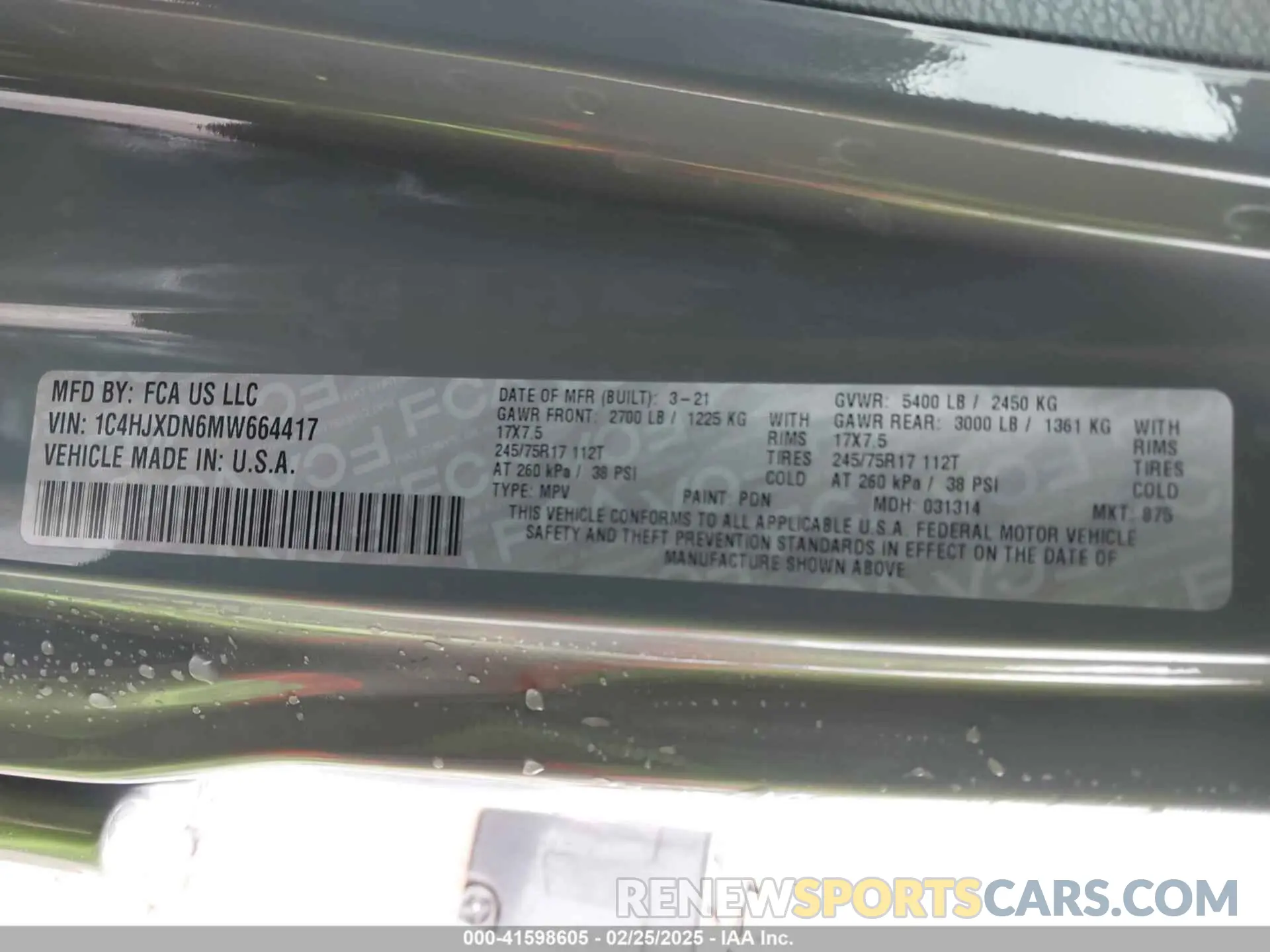 9 Photograph of a damaged car 1C4HJXDN6MW664417 JEEP WRANGLER UNLIMITED 2021