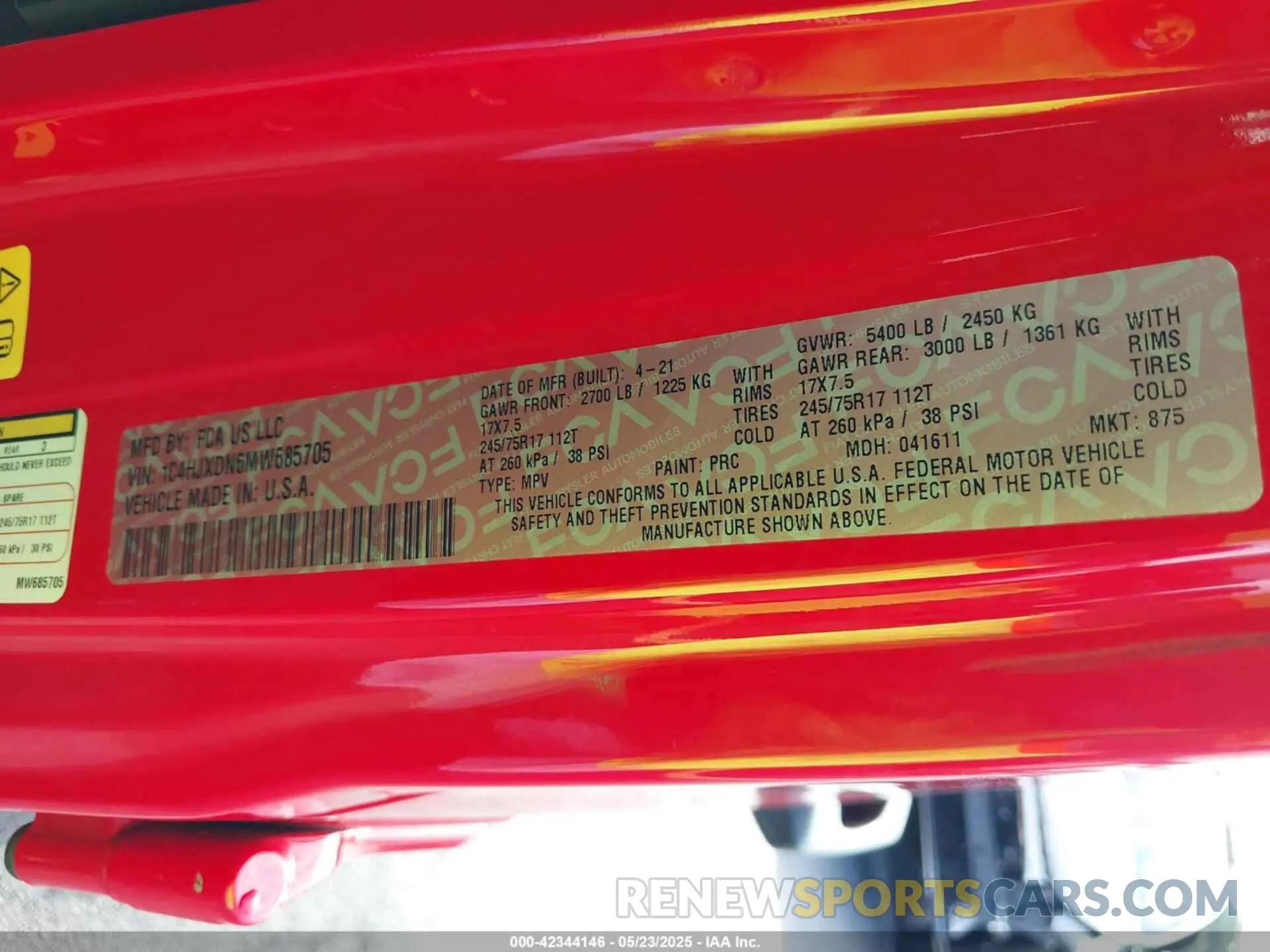 9 Photograph of a damaged car 1C4HJXDN6MW685705 JEEP WRANGLER UNLIMITED 2021